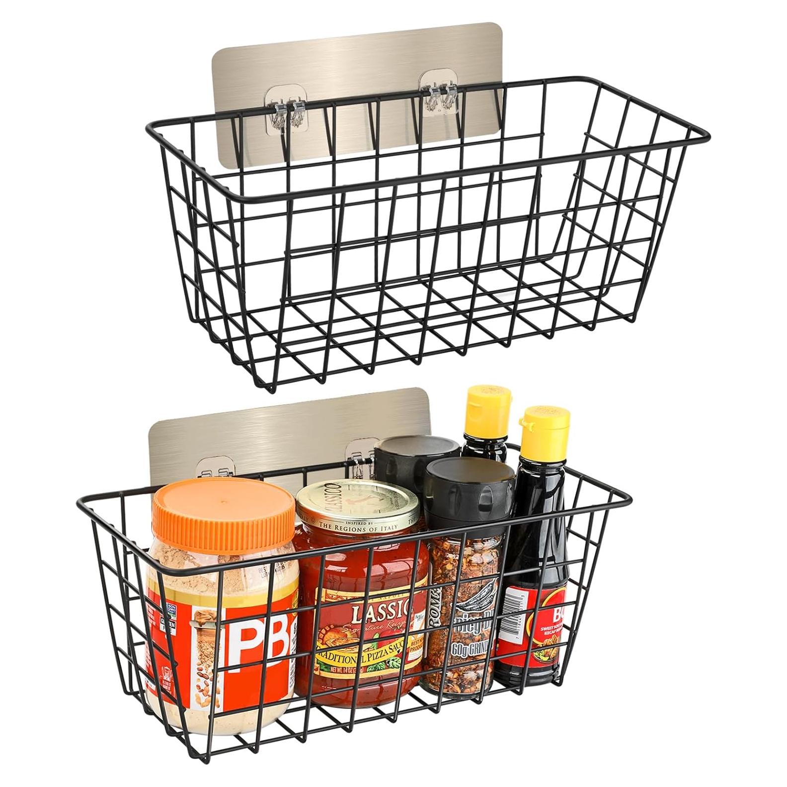 Cestas de Almacenamiento Ptinyiv 2pack Sin Perforación Negro