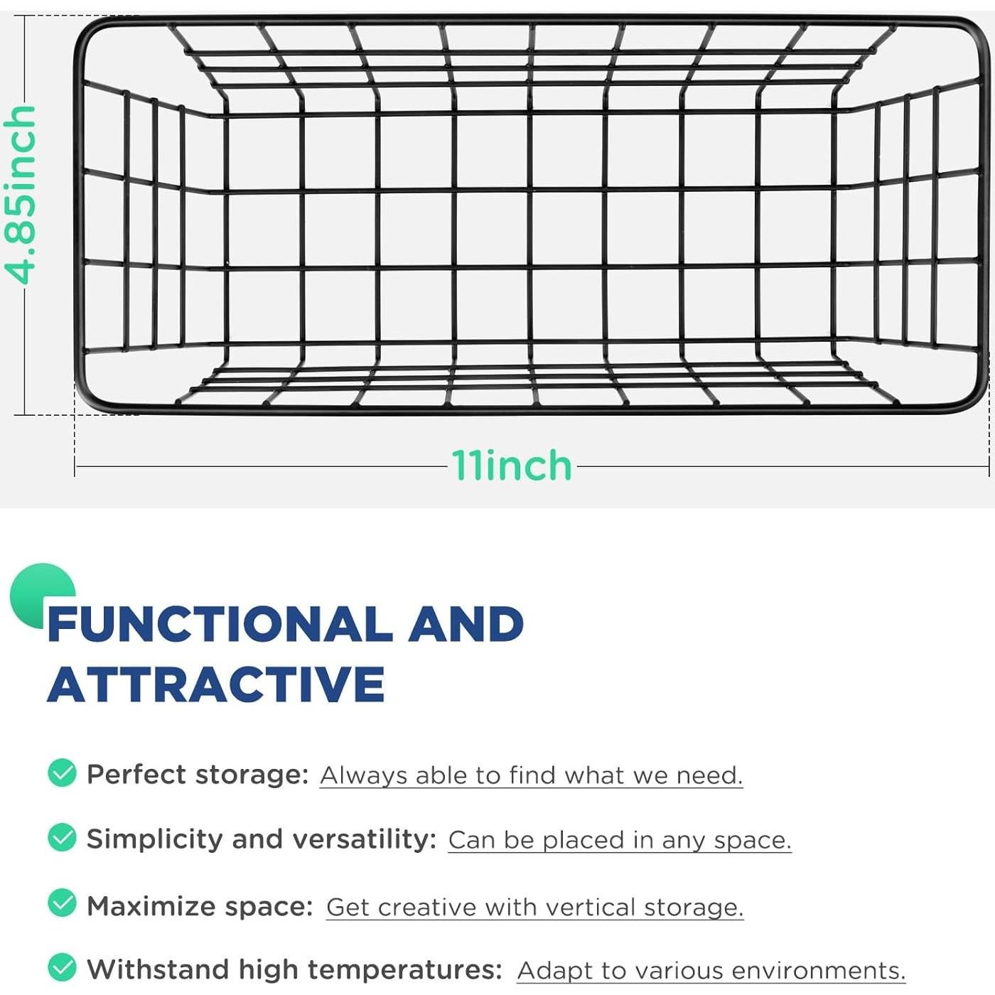 Cestas de Almacenamiento Ptinyiv 2pack Sin Perforación Negro