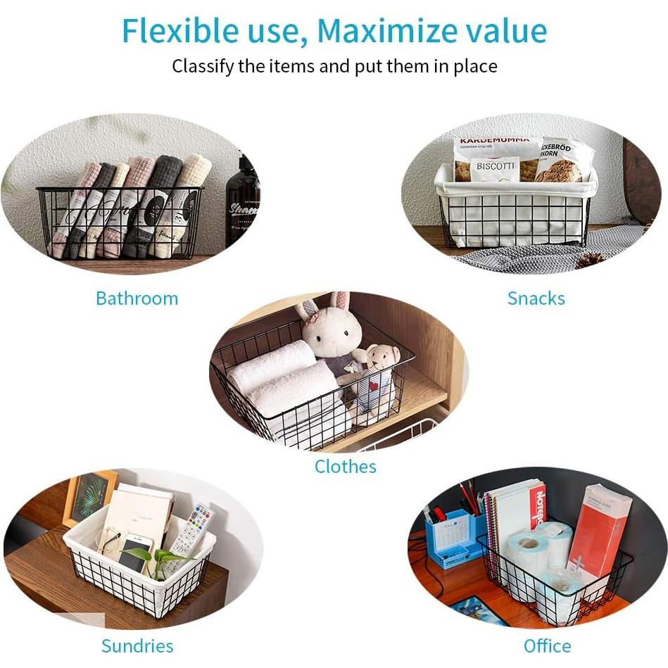 Cestas de Almacenamiento de Metal HXSEMAYIG 5PCS 28x21.8x11.9cm