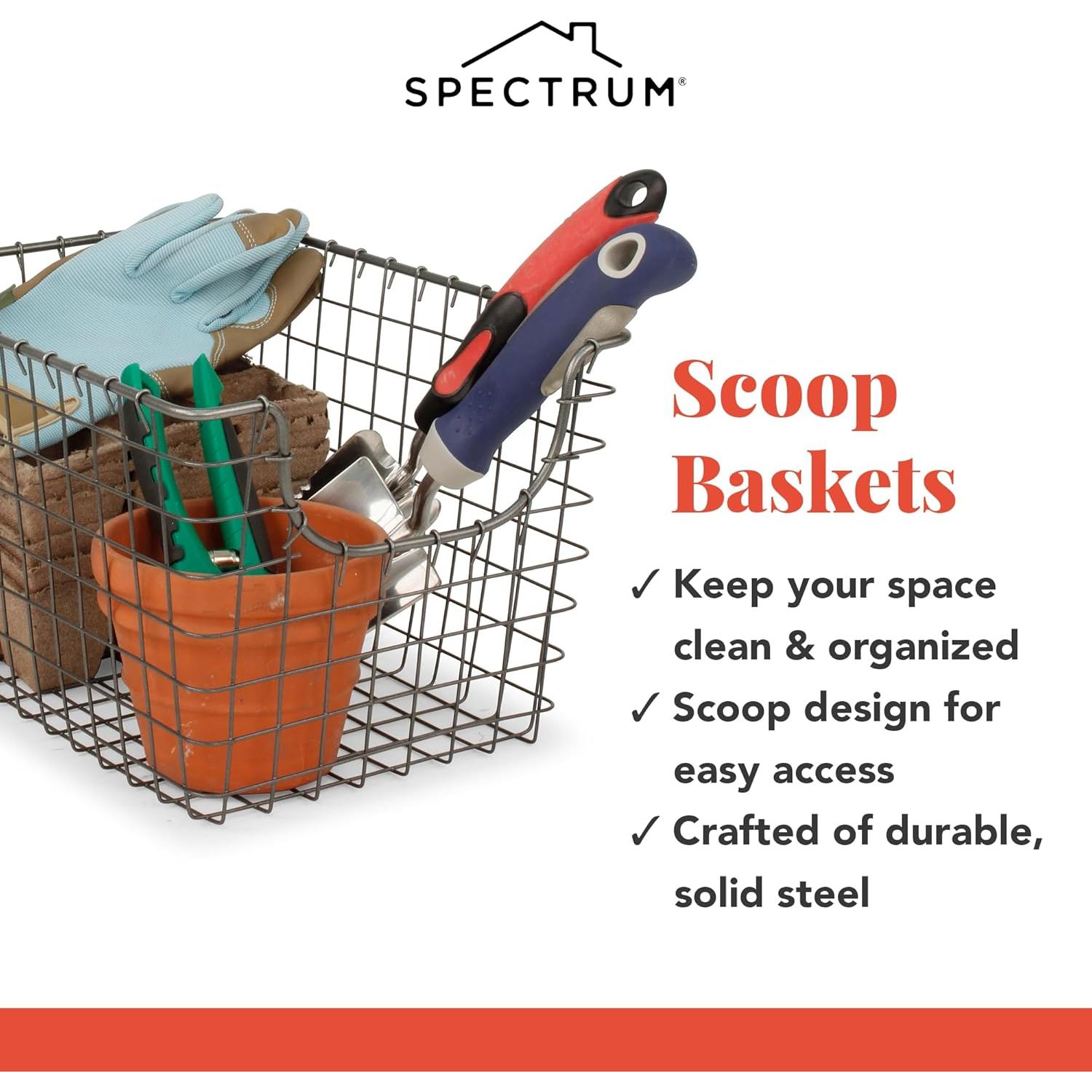 Cesta de Alambre Spectrum 32.4x24.1x20.3 cm Gris Industrial