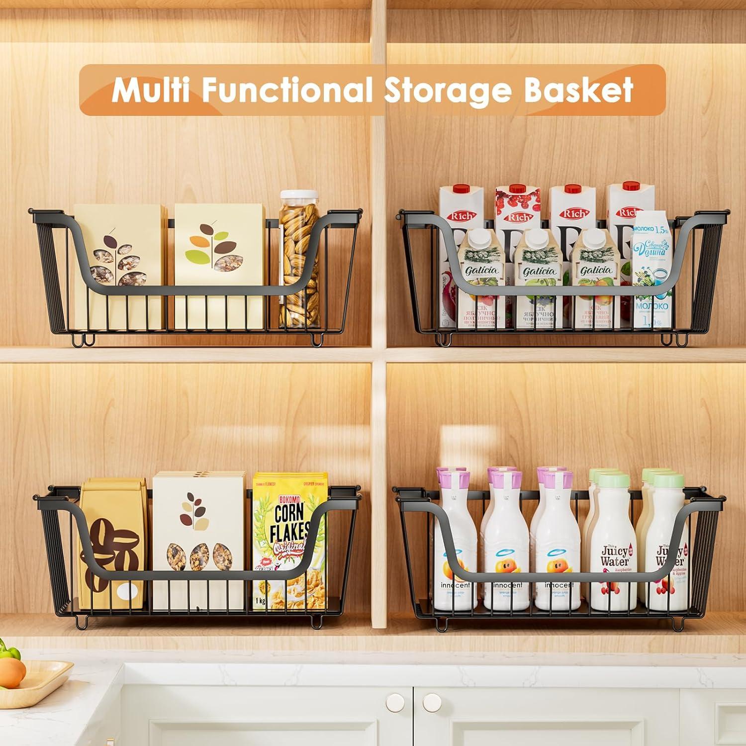 Cestas de Alambre Apilables XILIDIA 4 Pcs 37x18x13 cm Negro