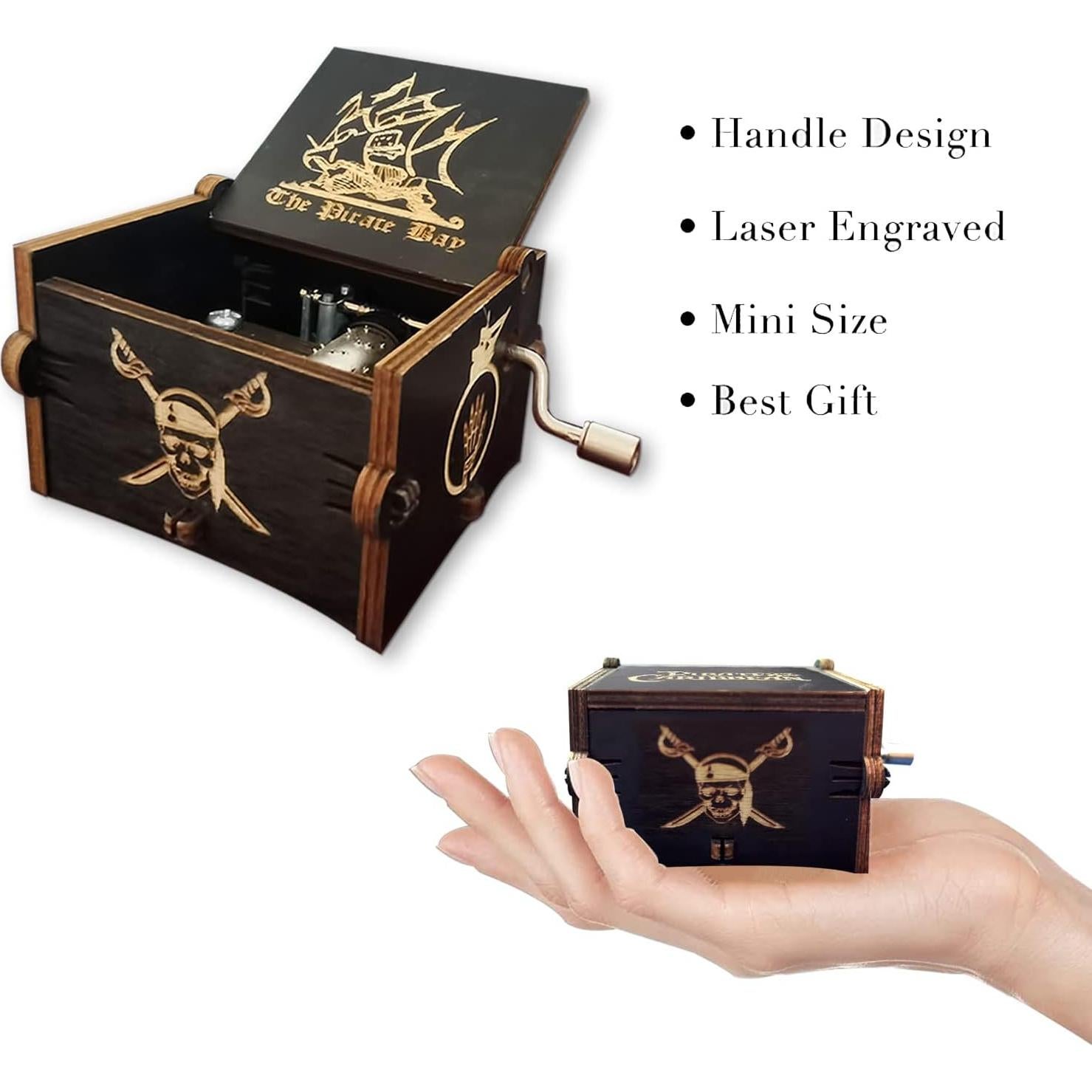 Caja de Música Bolunlun Vintage Madera Caribeña 9.4x5.8cm