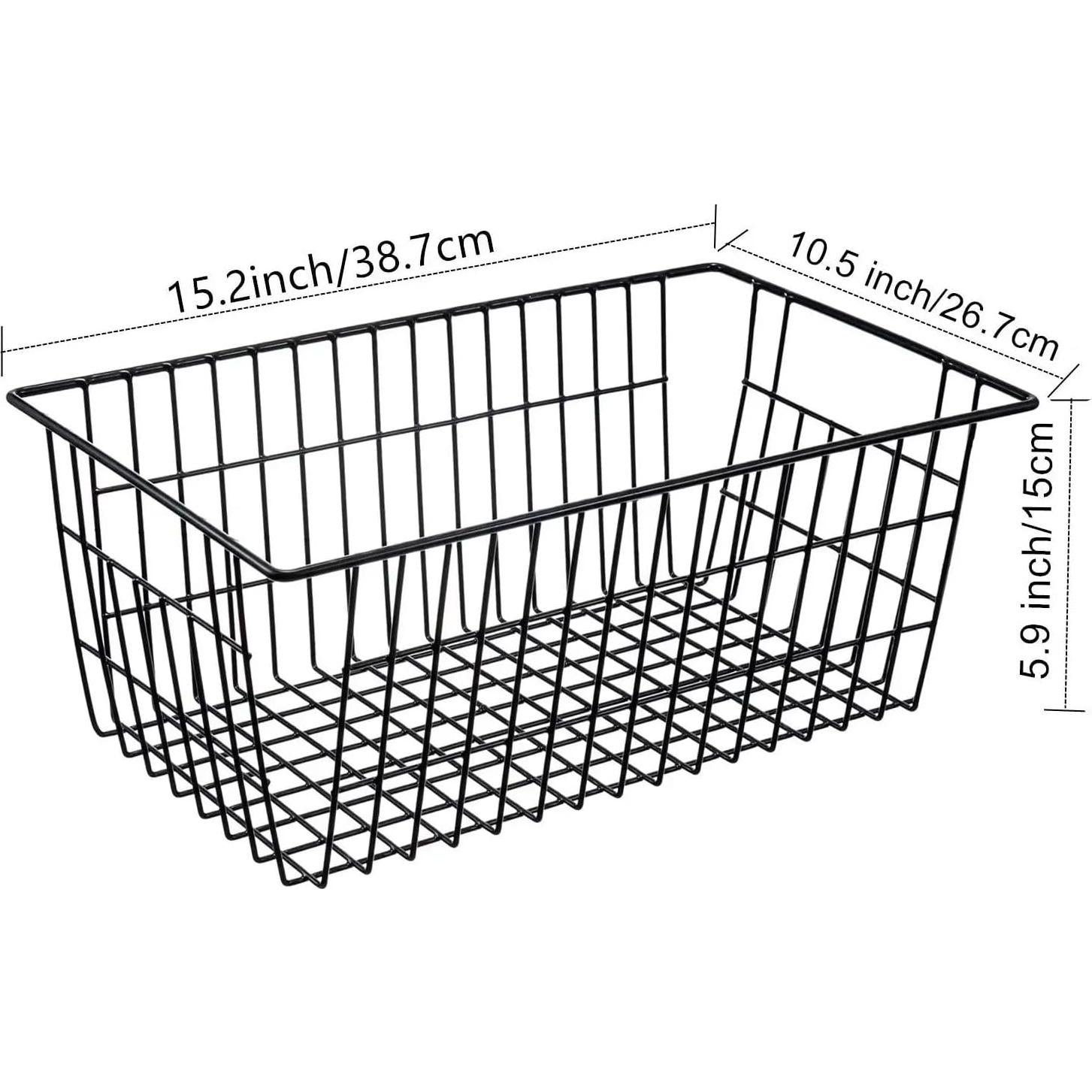 Cestas de Alambre de Metal GEDLIRE 6 Piezas 38.6x26.7x15 cm Negro
