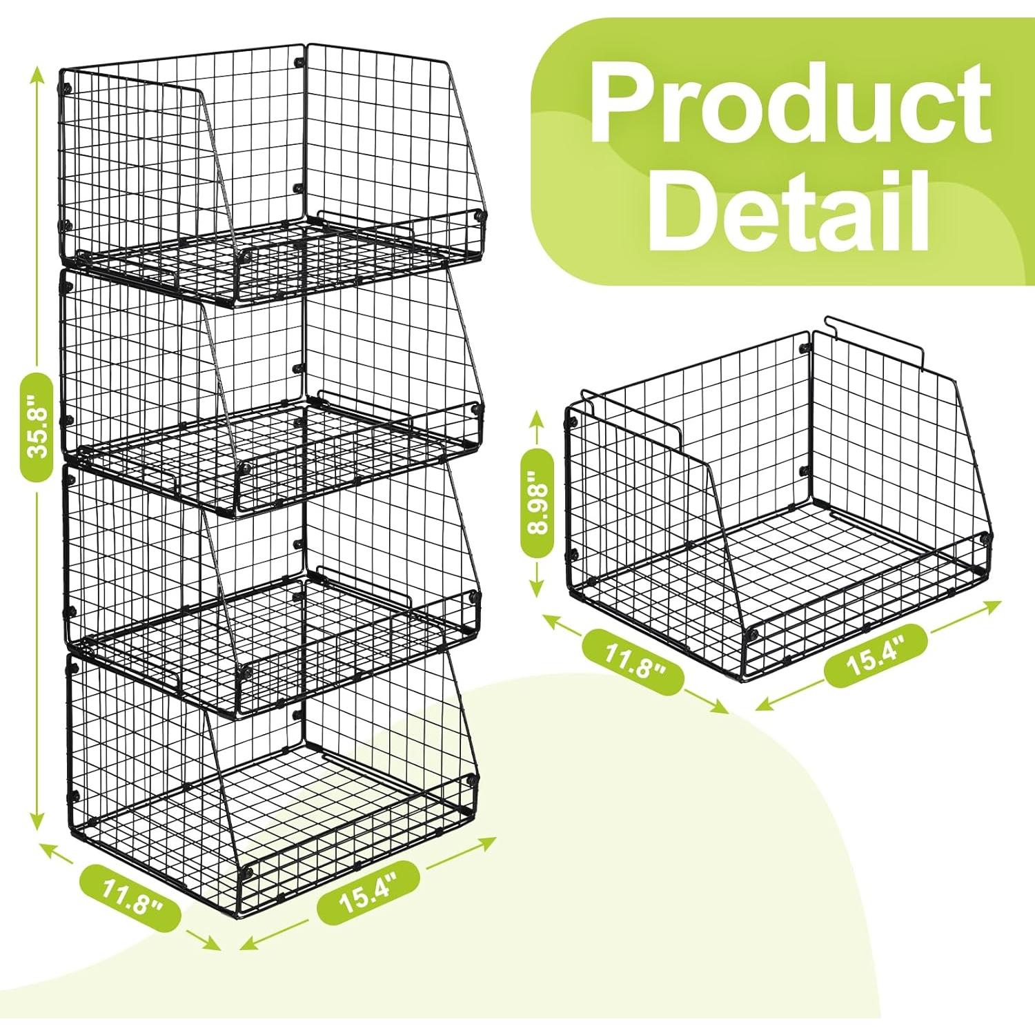 Cestas de Almacenamiento Apilables Jakyitvi - Paquete de 4 XXL