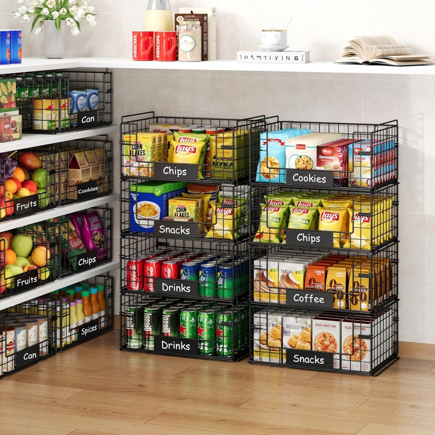 JKsmart 4 Cestas de Alambre Apilables con Mangos 39.1x30.0cm