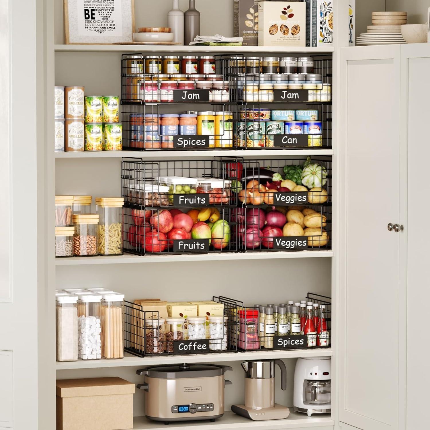 JKsmart 4 Cestas de Alambre Apilables con Mangos 39.1x30.0cm