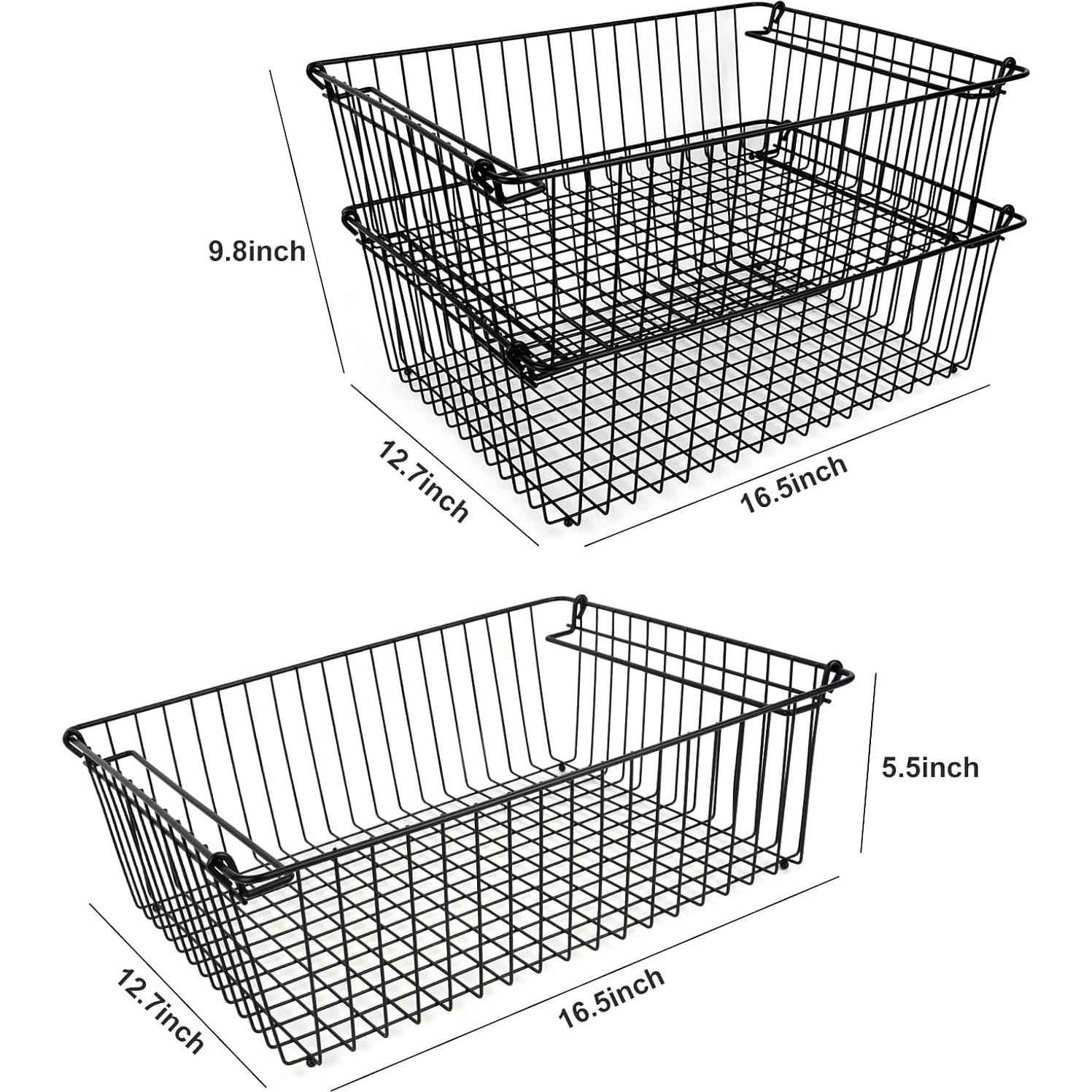 Juego de 2 Cestas de Alambre Apilables SIBAO XXL 42x32cm Negro