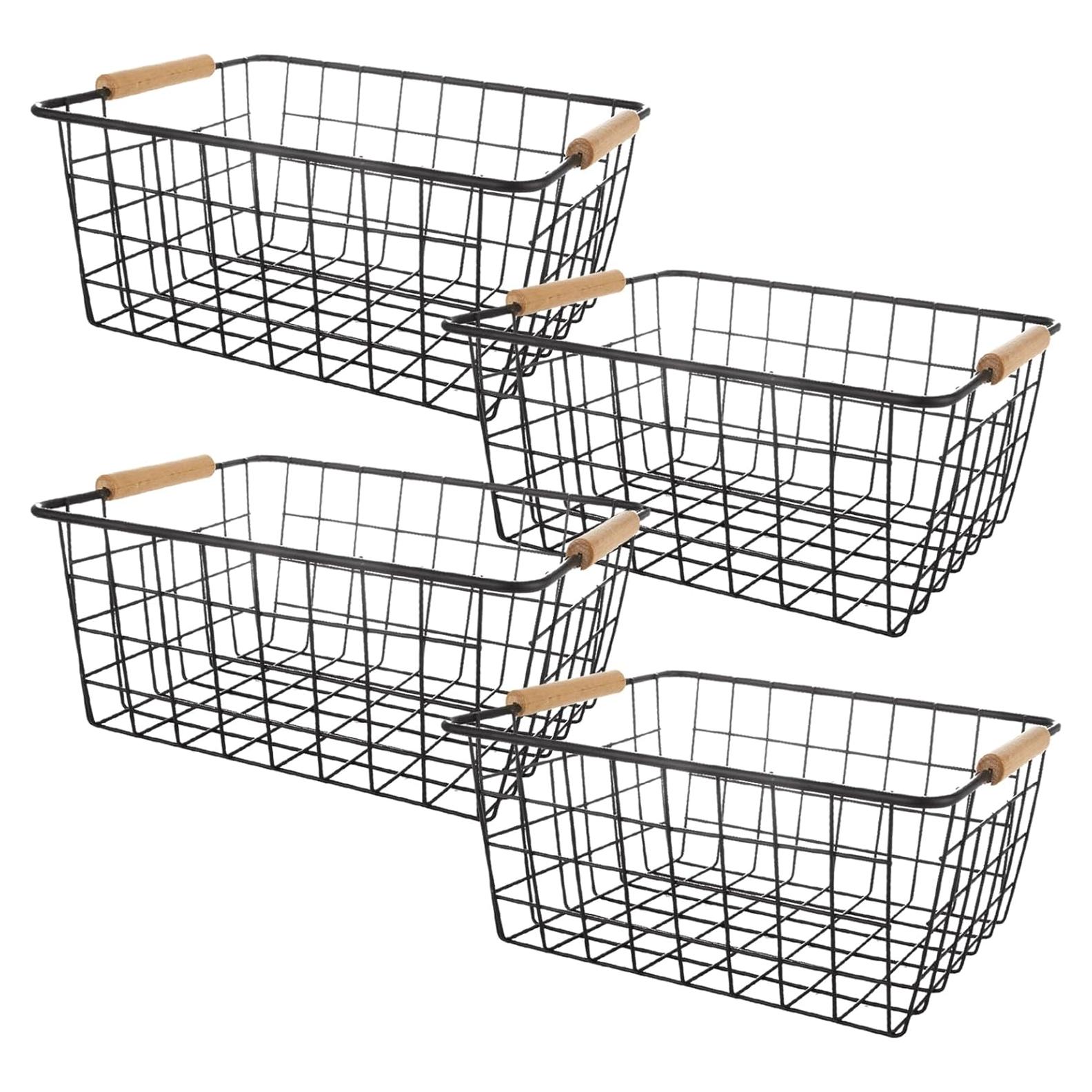 Paquete de 4 Cestas de Almacenamiento de Alambre LDHHYH 29x22x12cm
