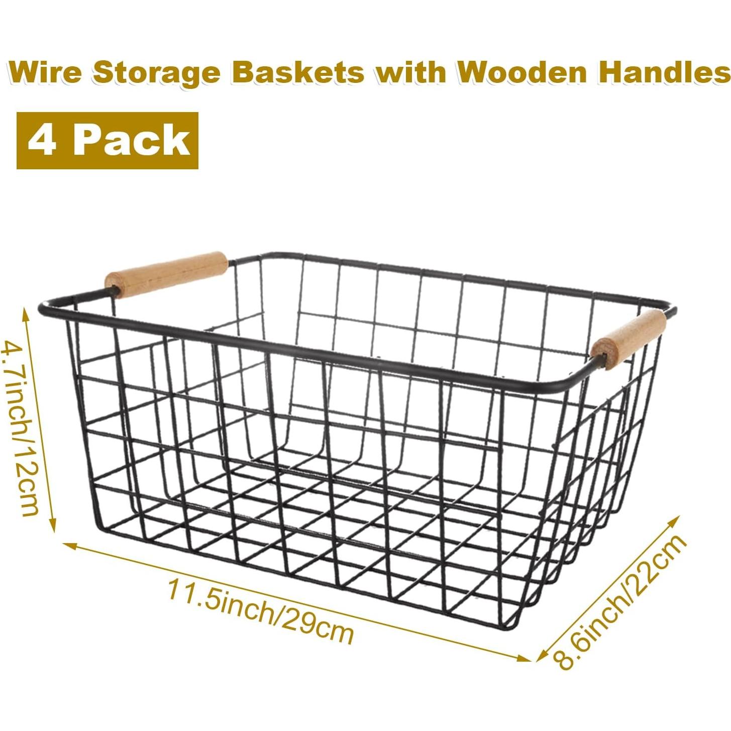 Paquete de 4 Cestas de Almacenamiento de Alambre LDHHYH 29x22x12cm