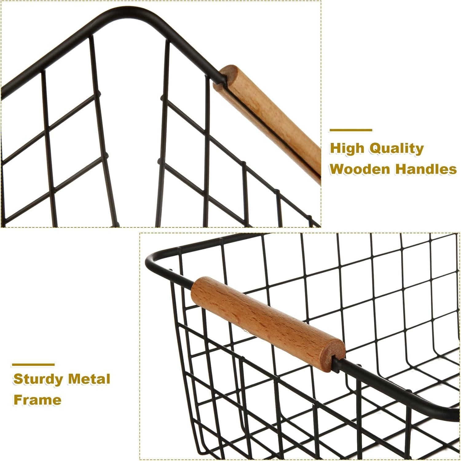 Paquete de 4 Cestas de Almacenamiento de Alambre LDHHYH 29x22x12cm