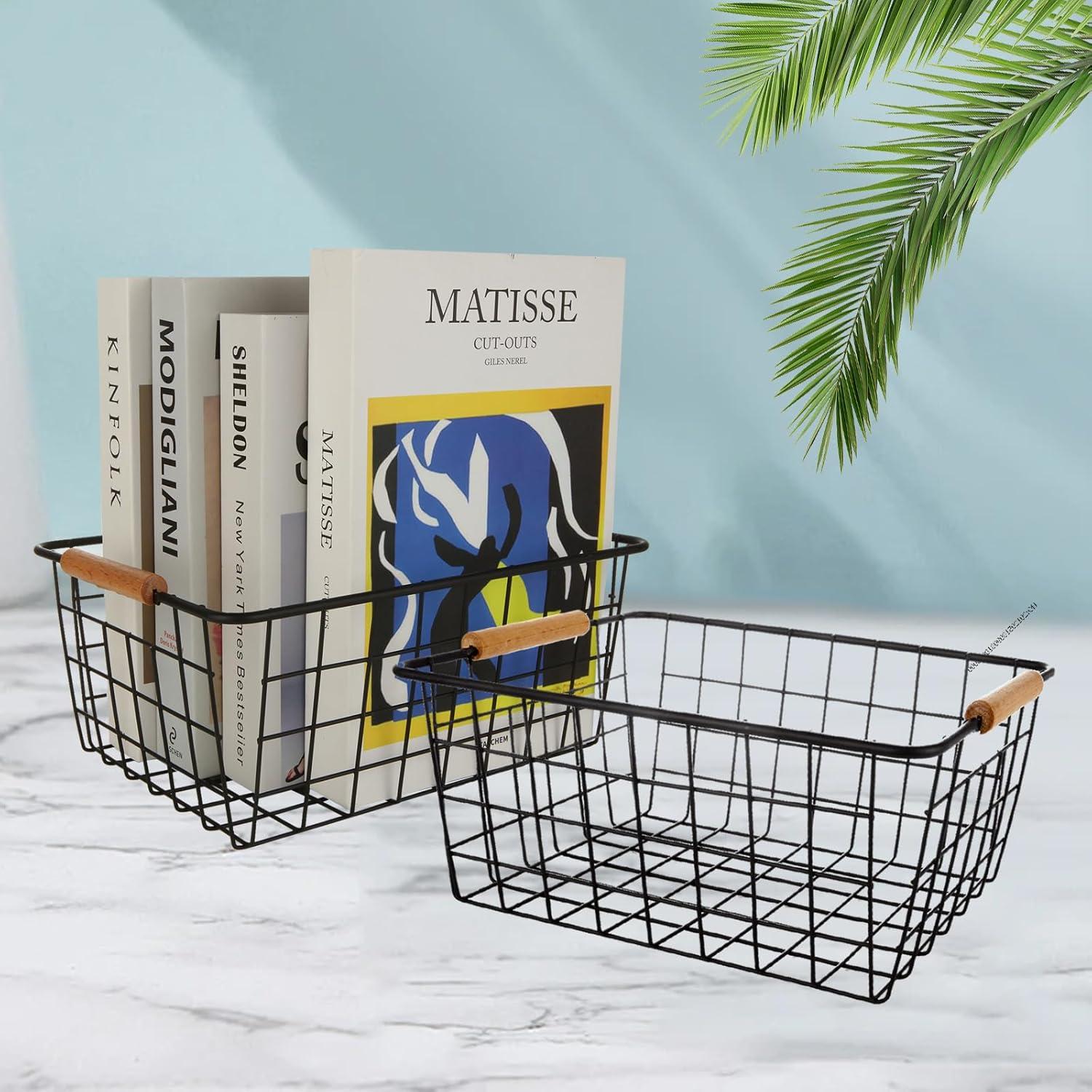 Paquete de 4 Cestas de Almacenamiento de Alambre LDHHYH 29x22x12cm