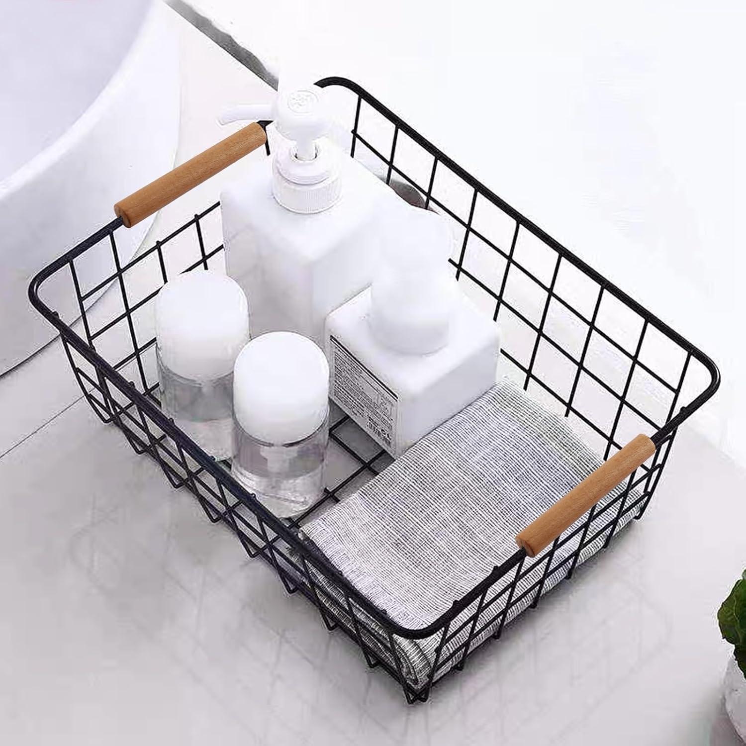 Paquete de 4 Cestas de Almacenamiento de Alambre LDHHYH 29x22x12cm