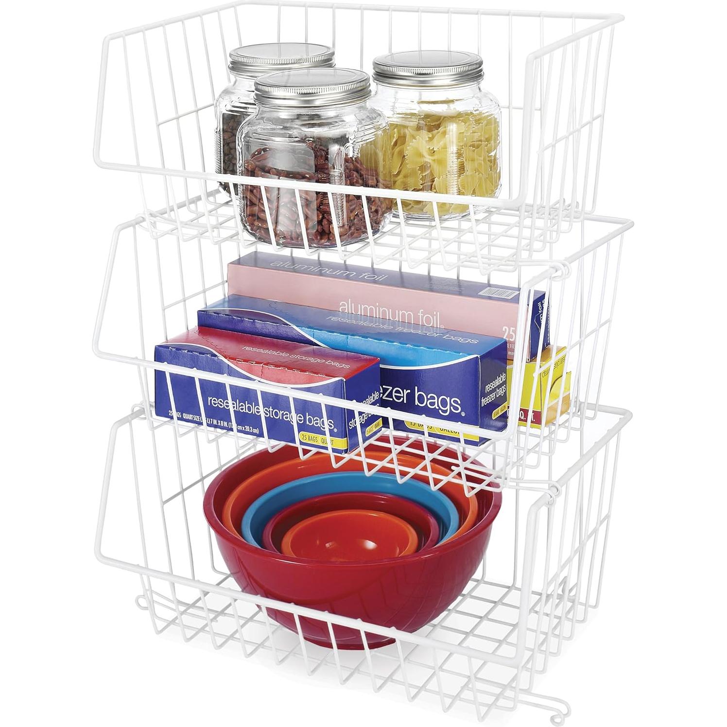 Canasta Apilable de Alambre Whitmor Blanca 27.9x41.3 cm