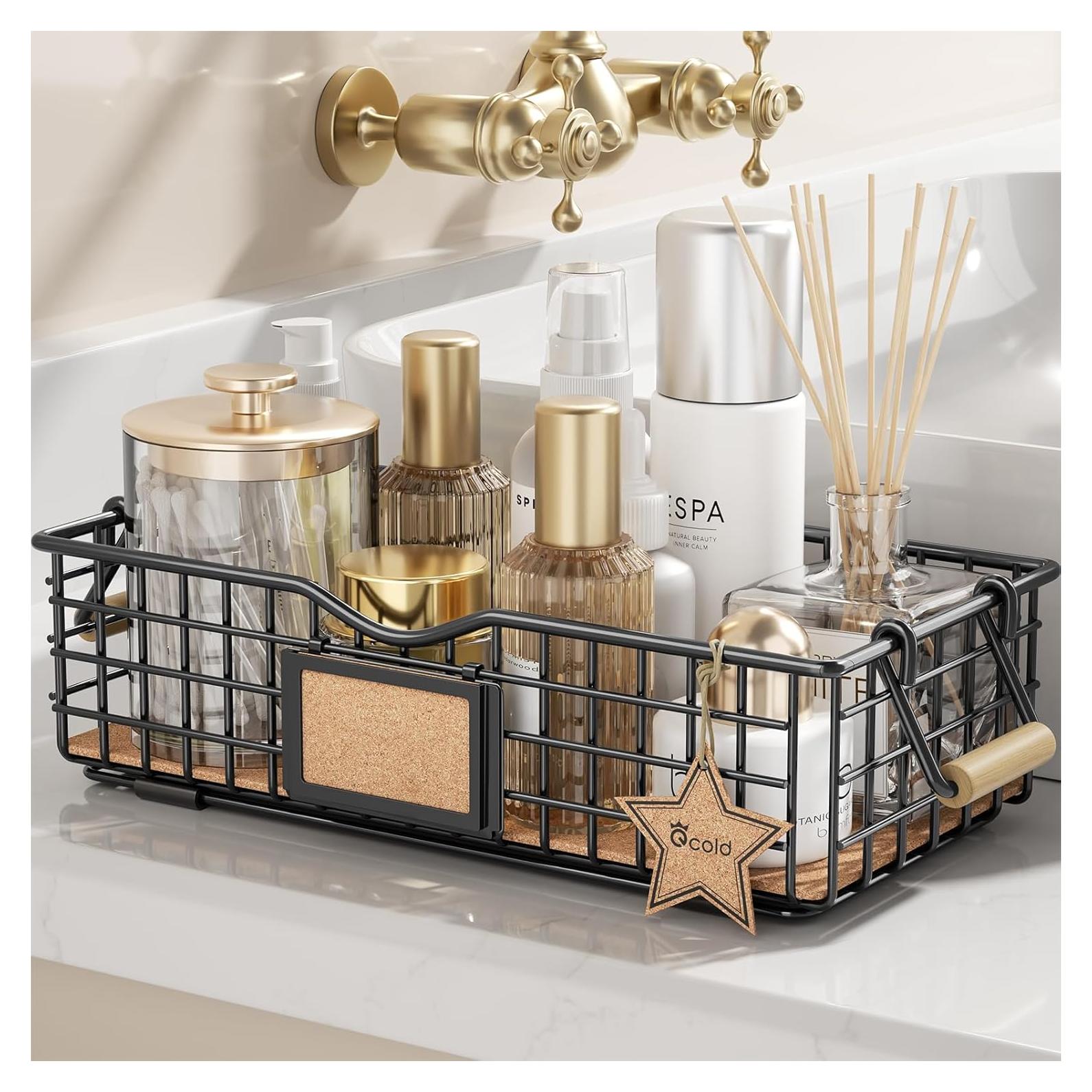 Cesta Organizadora de Baño Qcold Negra 30x15x8 cm