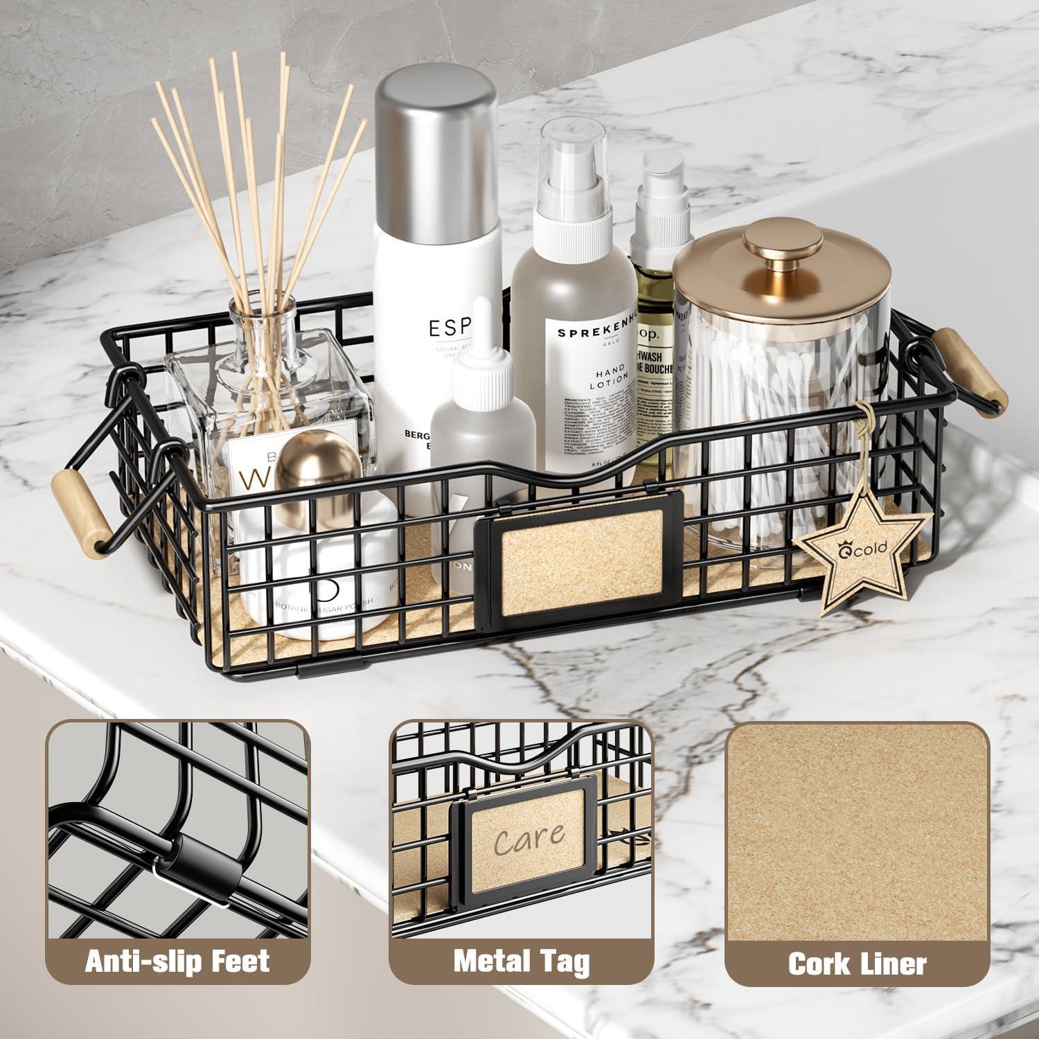 Cesta Organizadora de Baño Qcold Negra 30x15x8 cm