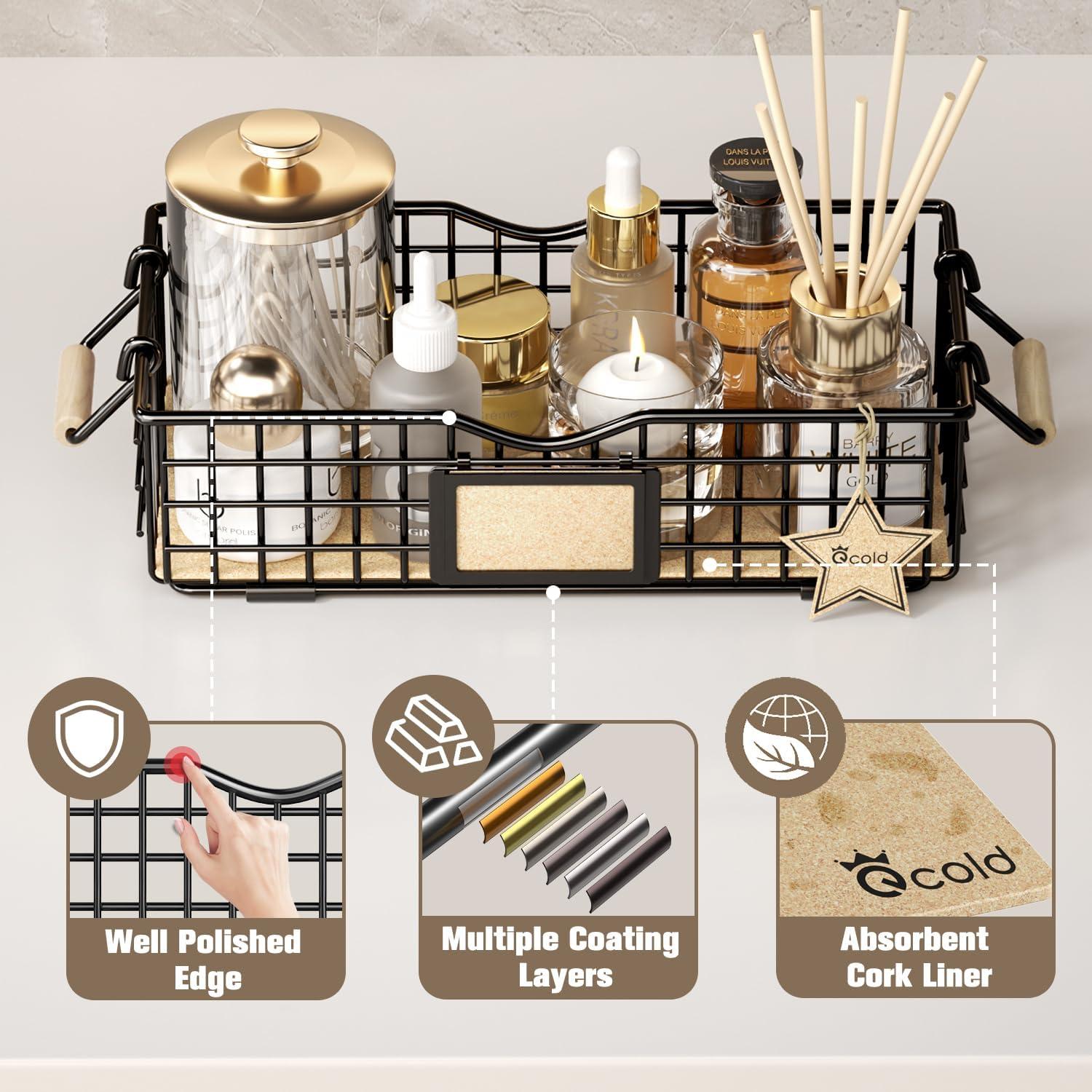 Cesta Organizadora de Baño Qcold Negra 30x15x8 cm