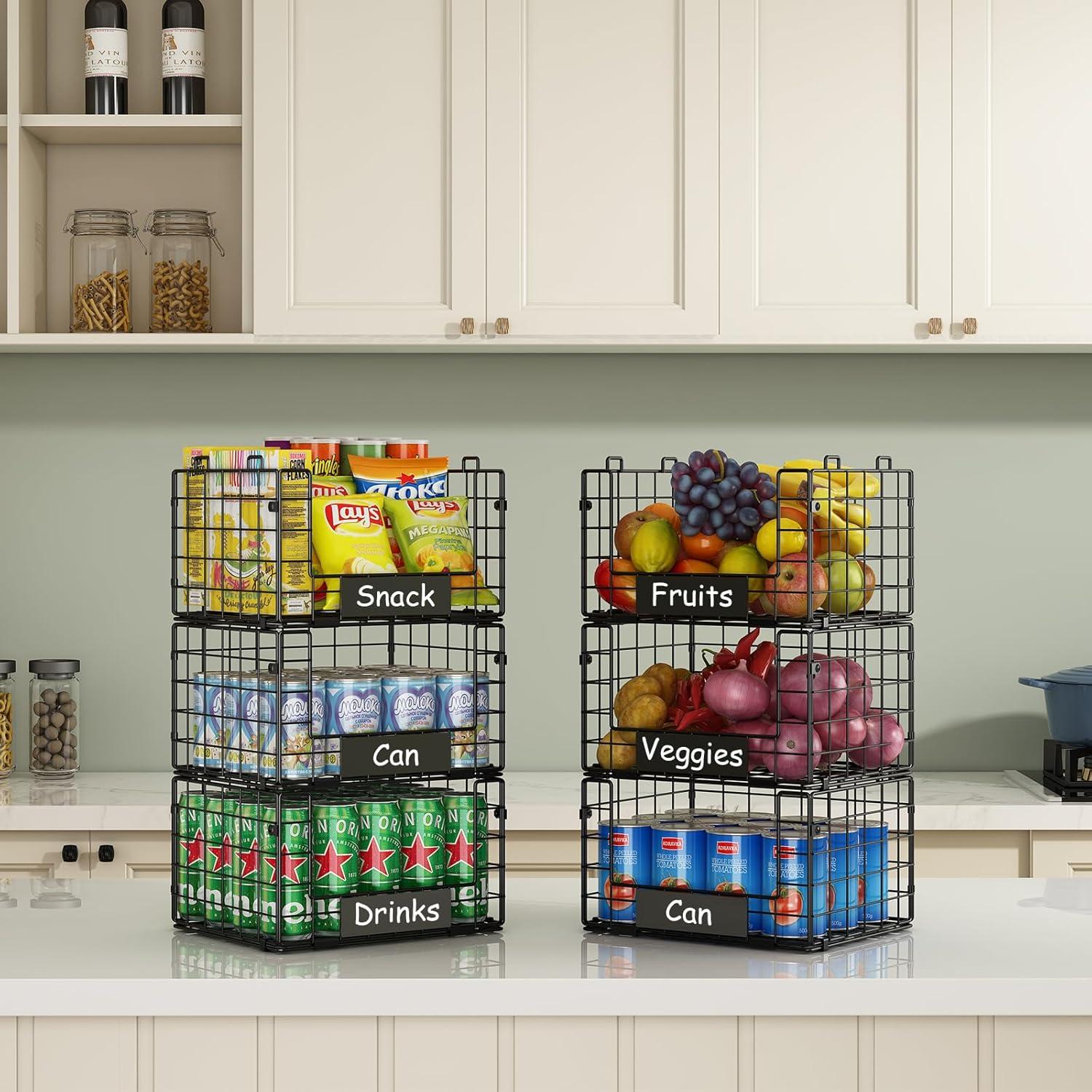 Cestas de Alambre Apilables JKsmart - 3 Piezas XL para Almacenamiento