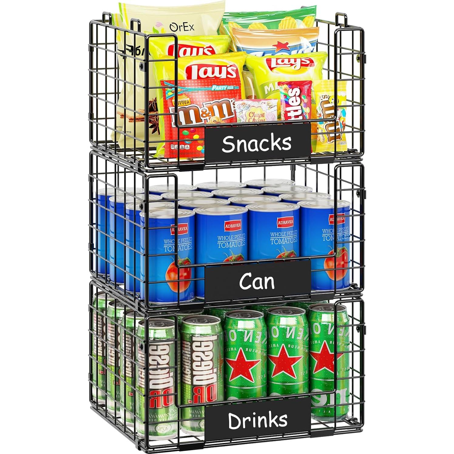 Cestas de Alambre Apilables JKsmart - 3 Piezas XL para Almacenamiento