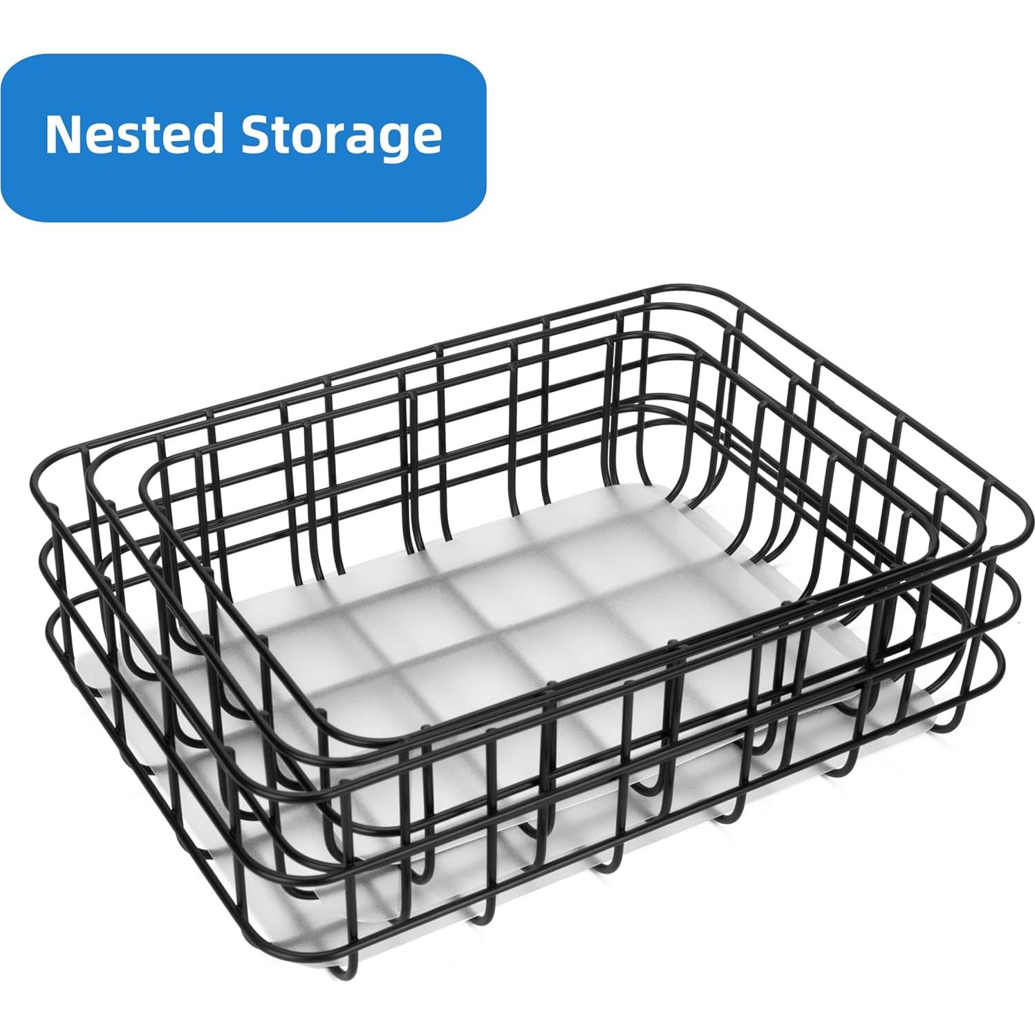 Juego de 3 Cestas de Almacenamiento TIEYIPIN de Metal Negro