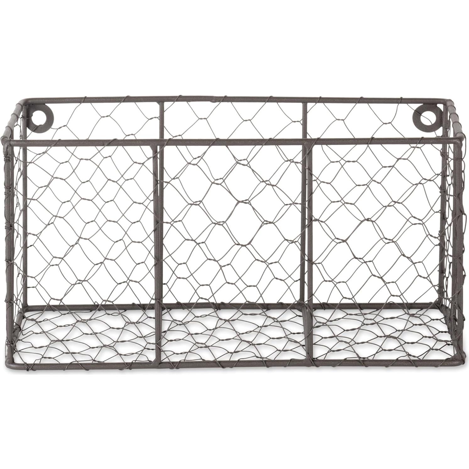 Juego de 2 Cestas de Pared Vintage DII Metal Gris 30x14x15.5cm