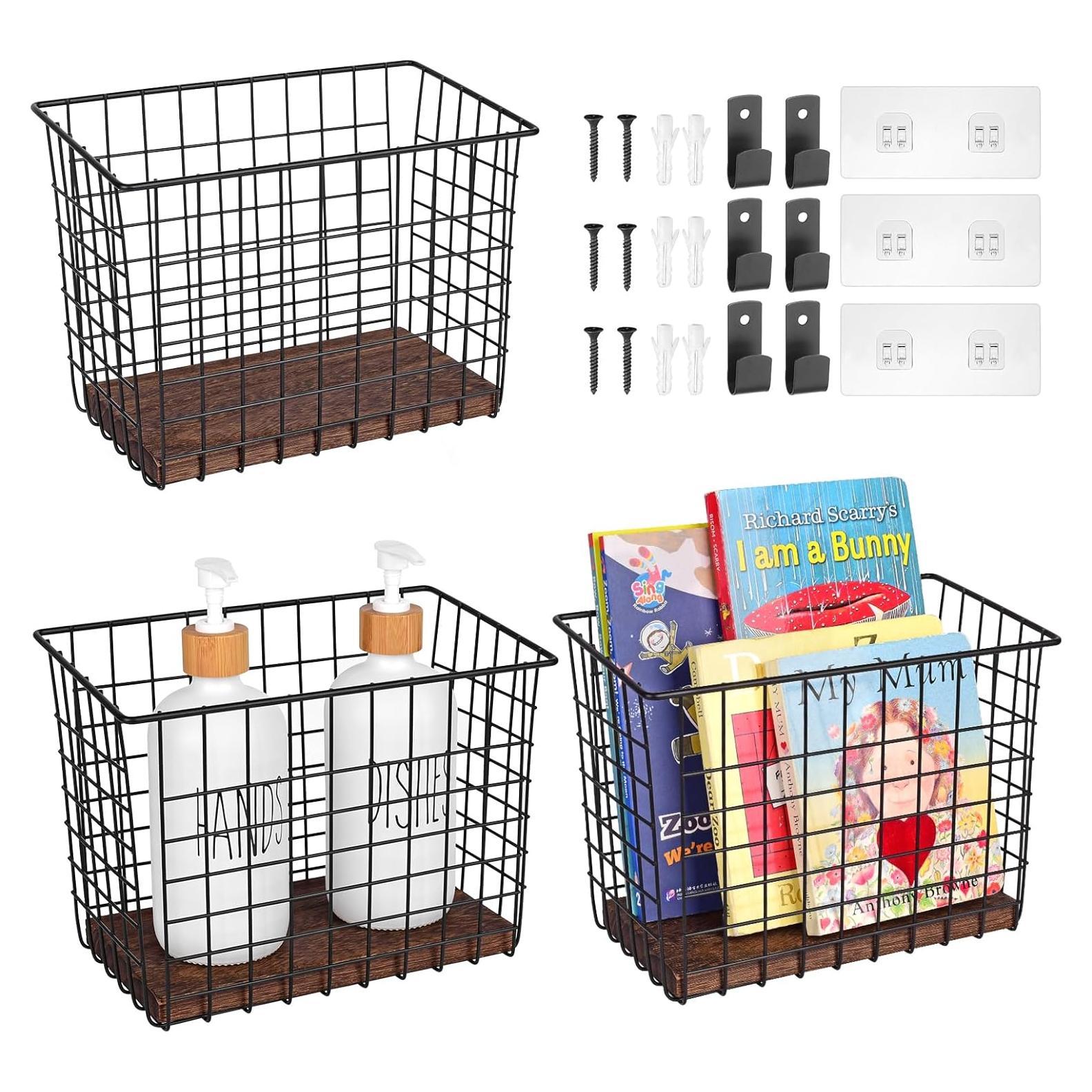 Cestas Colgantes de Pared 3 Pack C C Fashion - Estantes de Alambre con Ganchos