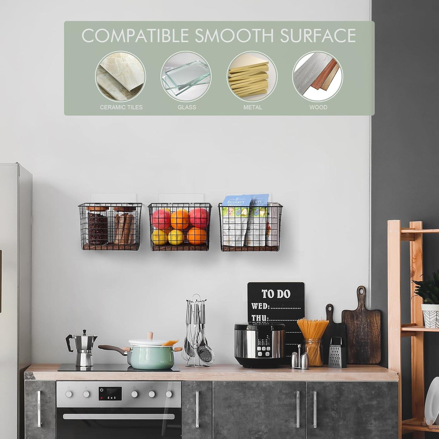 Cestas Colgantes de Pared 3 Pack C C Fashion - Estantes de Alambre con Ganchos