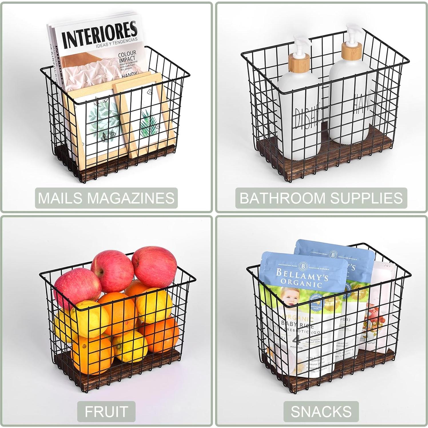 Cestas Colgantes de Pared 3 Pack C C Fashion - Estantes de Alambre con Ganchos