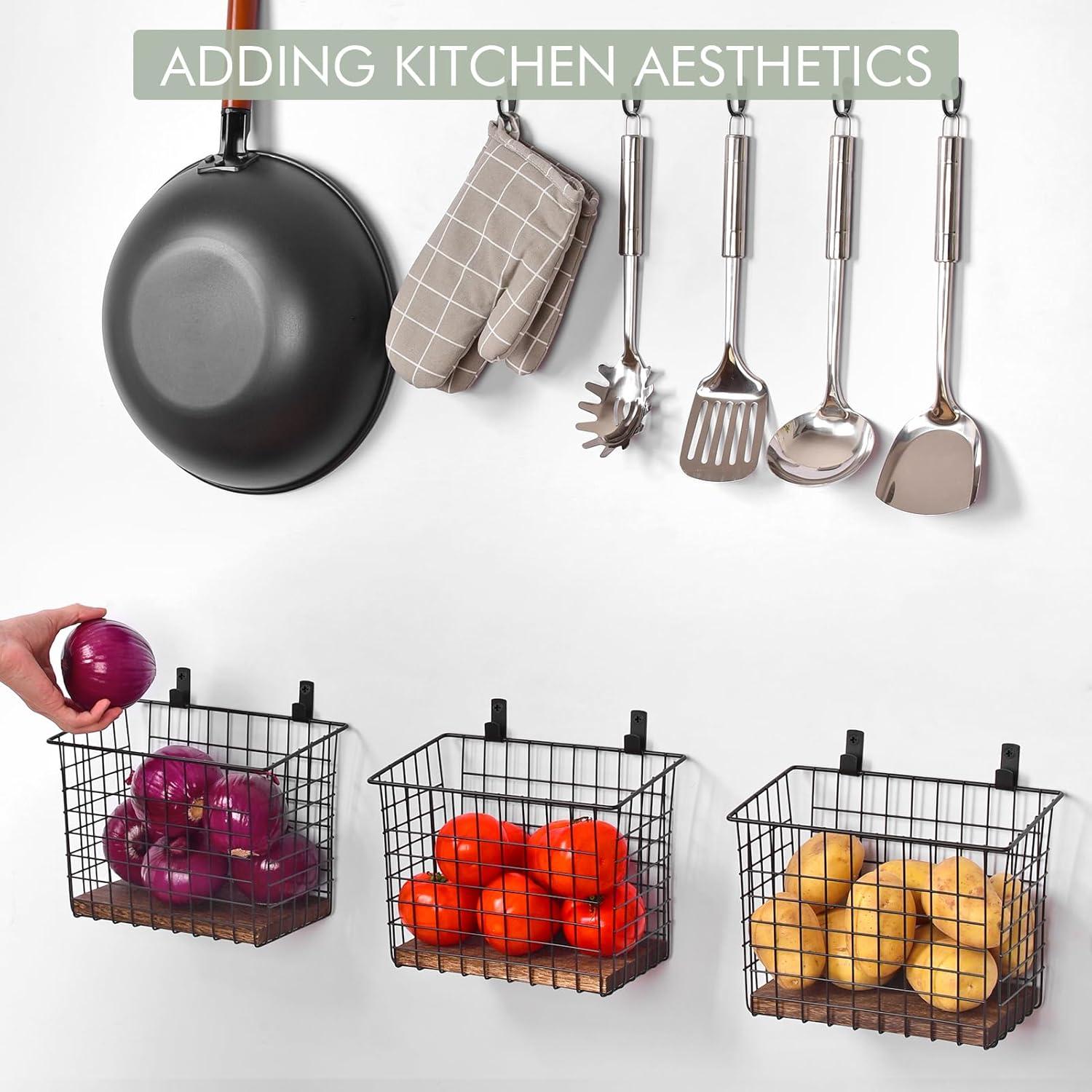 Cestas Colgantes de Pared 3 Pack C C Fashion - Estantes de Alambre con Ganchos