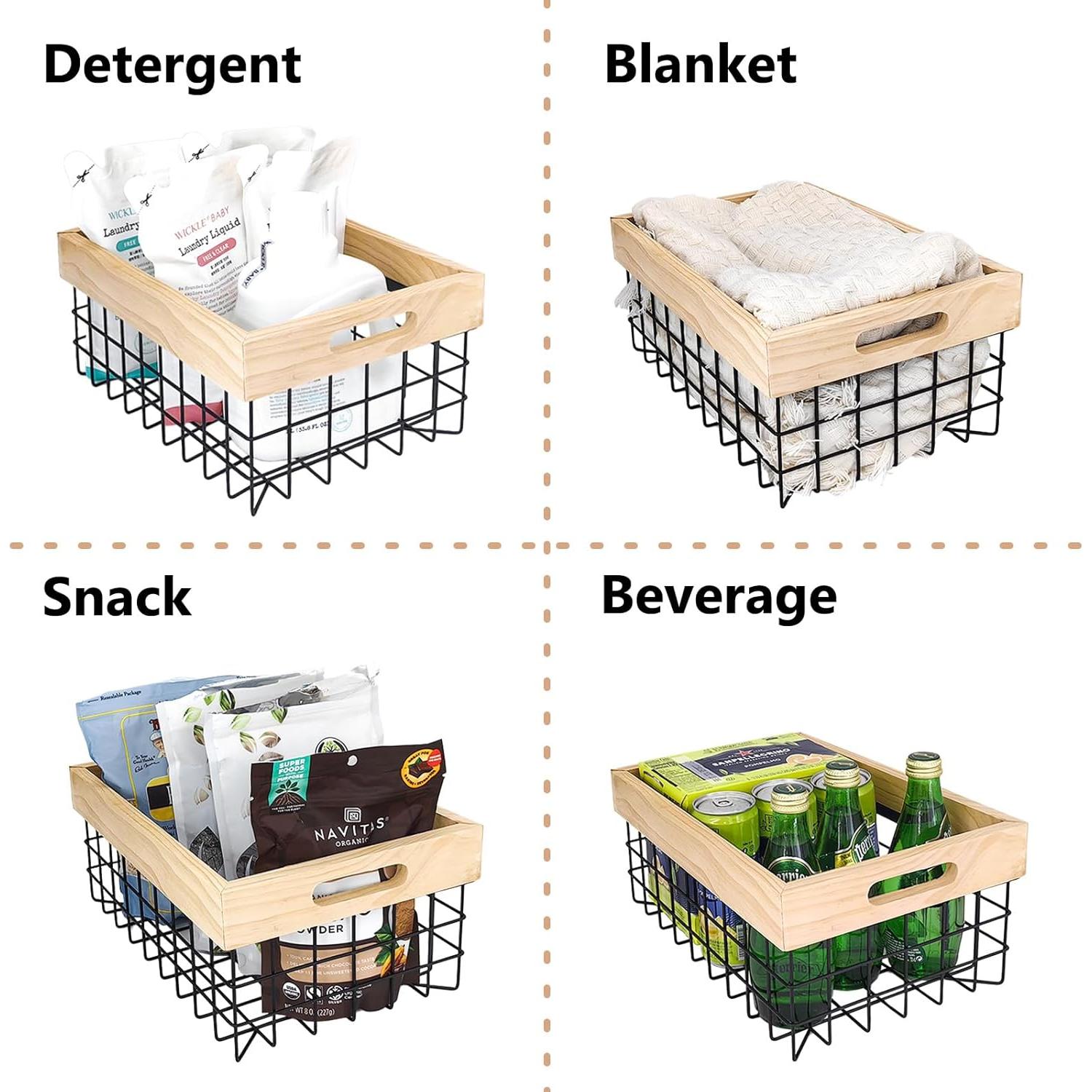 Juego de 3 Cestas de Alambre LEWIS&WAYNE con Mangos de Madera