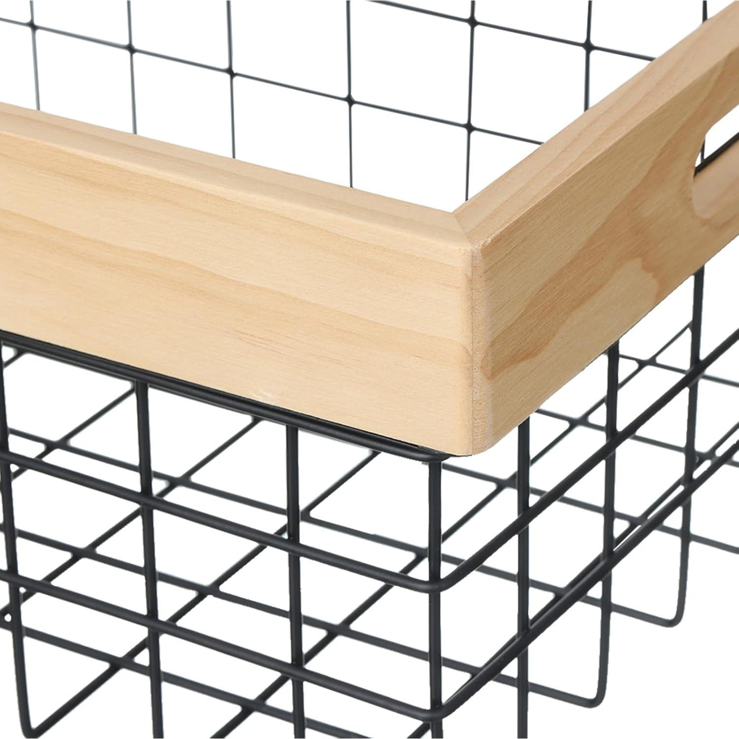 Juego de 3 Cestas de Alambre LEWIS&WAYNE con Mangos de Madera