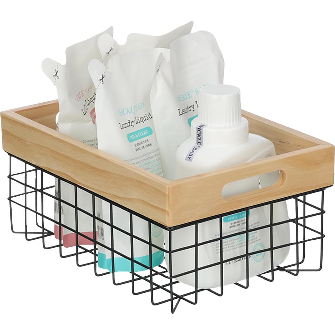 Juego de 3 Cestas de Alambre LEWIS&WAYNE con Mangos de Madera