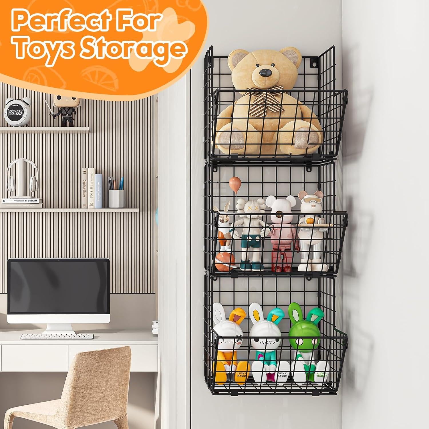 Cesta de Alambre de Metal X-cosrack 3 Niveles con Ganchos S