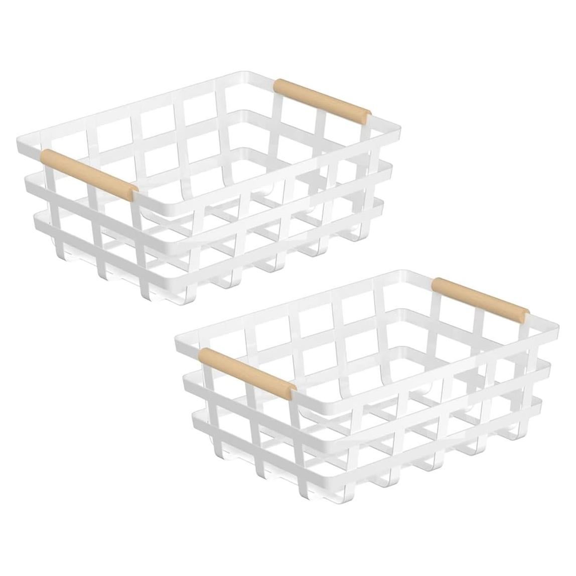 Cestas de Almacenamiento SlimmKISS 2P Alambre Blanco 40x30x15cm