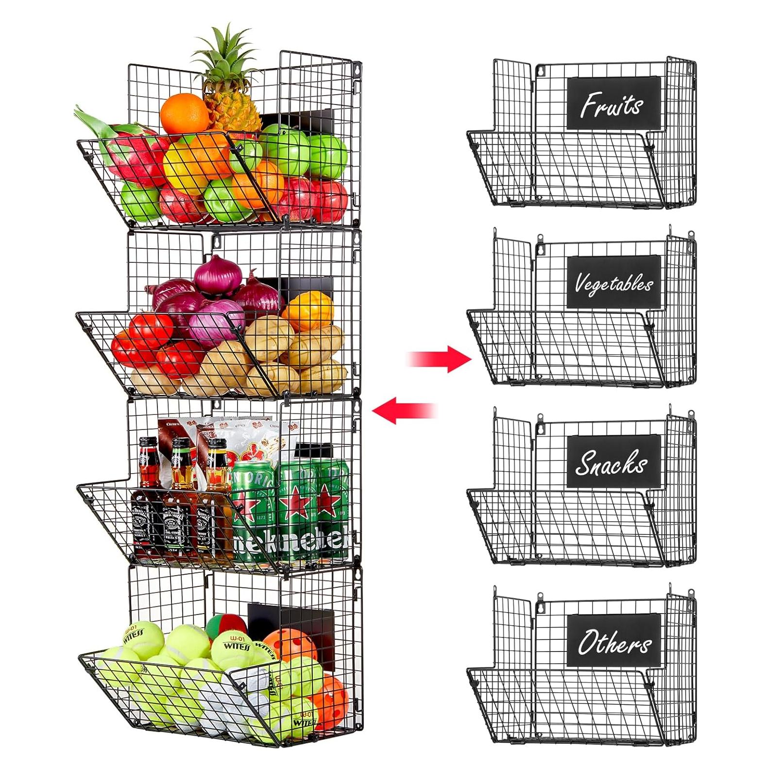 Cesta de Alambre X-cosrack 4 Niveles Negra para Almacenamiento