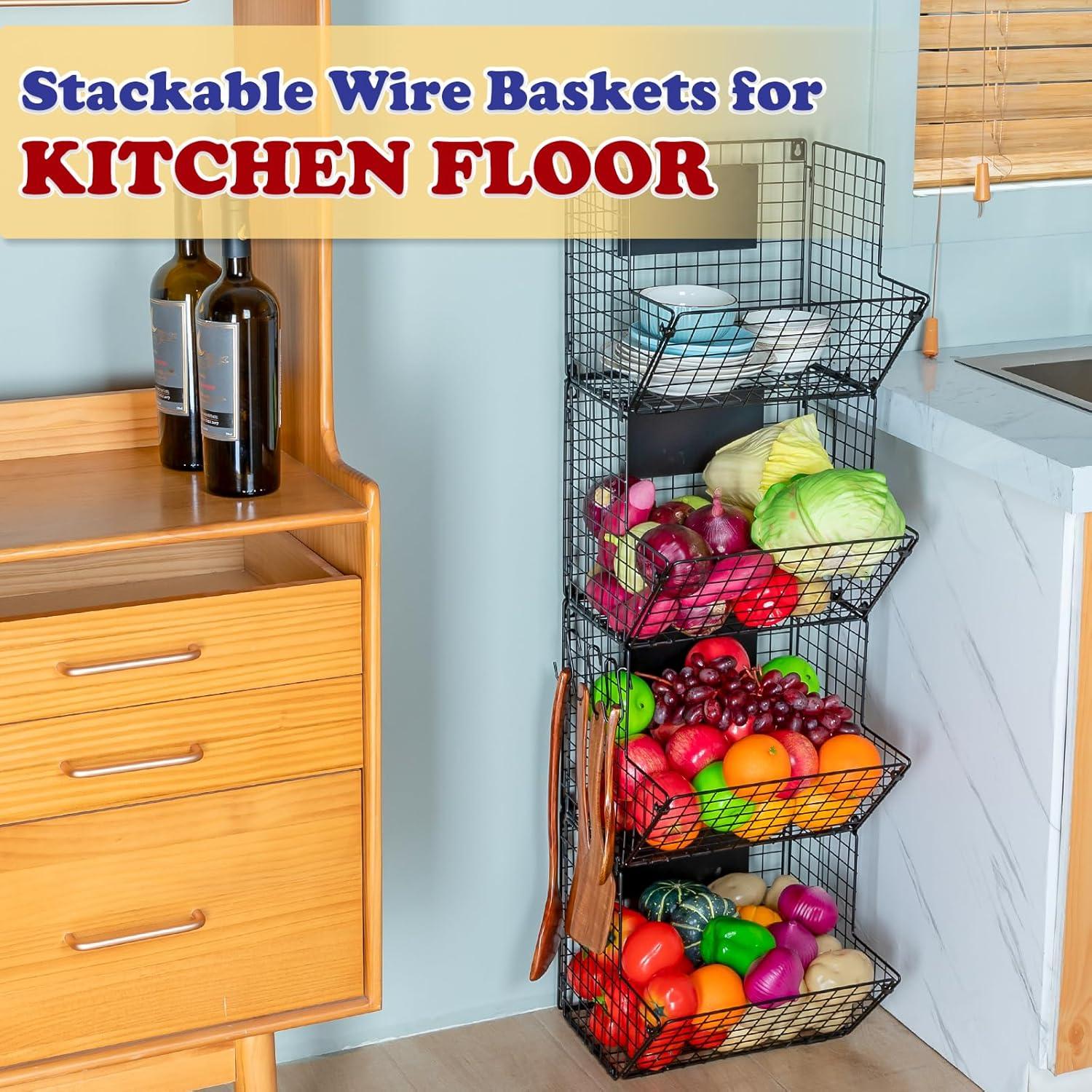 Cesta de Alambre X-cosrack 4 Niveles Negra para Almacenamiento