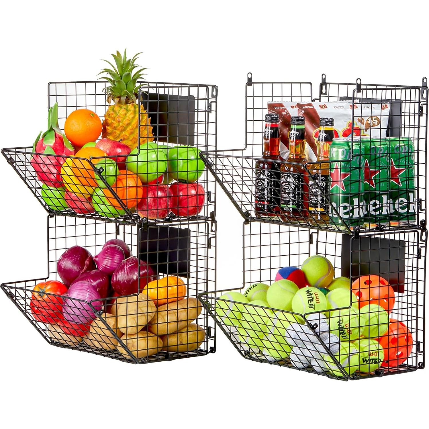 Cesta de Alambre X-cosrack 4 Niveles Negra para Almacenamiento