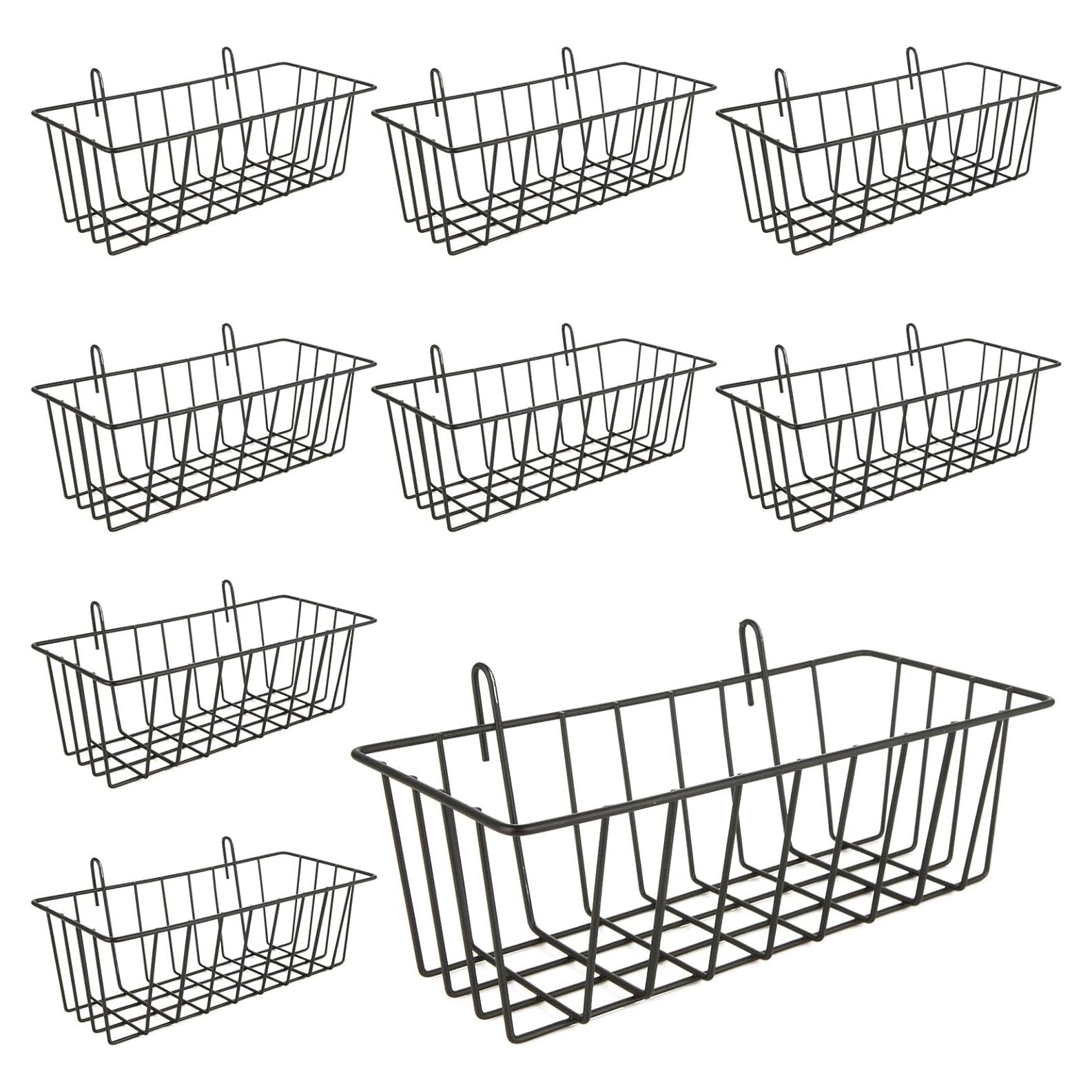 Cestas Colgantes de Alambre Oungy 10 PCS Negro 22.86x10.16 cm