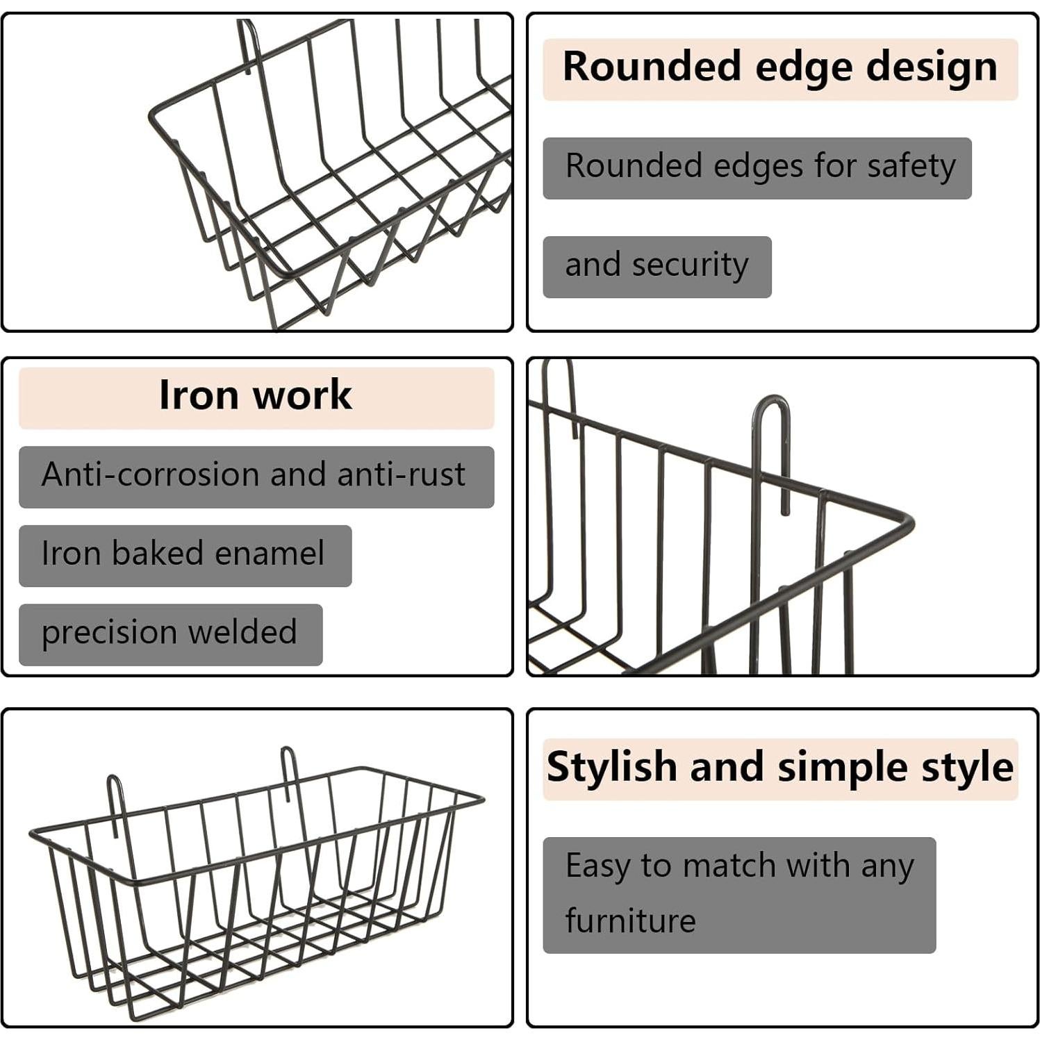 Cestas Colgantes de Alambre Oungy 10 PCS Negro 22.86x10.16 cm