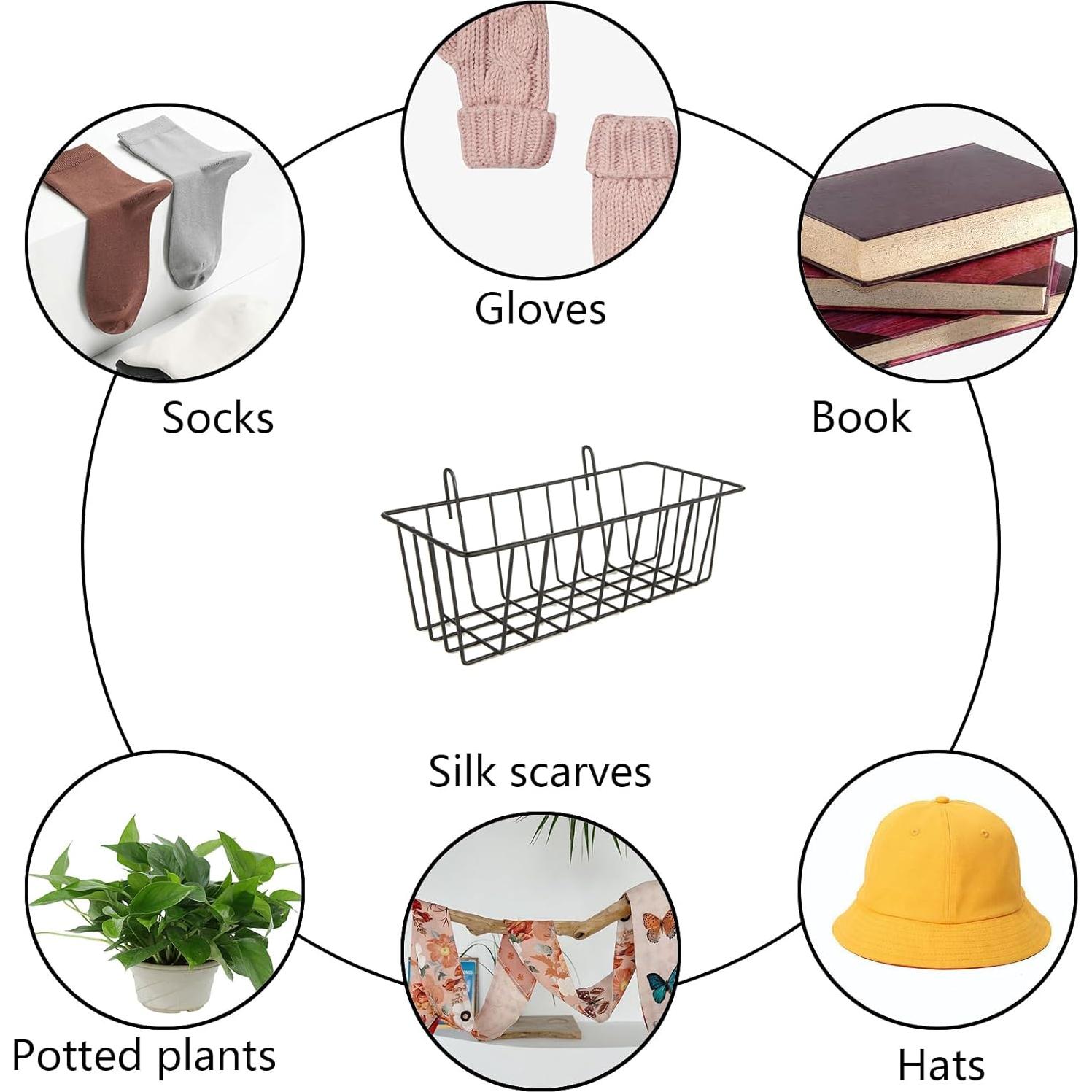 Cestas Colgantes de Alambre Oungy 10 PCS Negro 22.86x10.16 cm