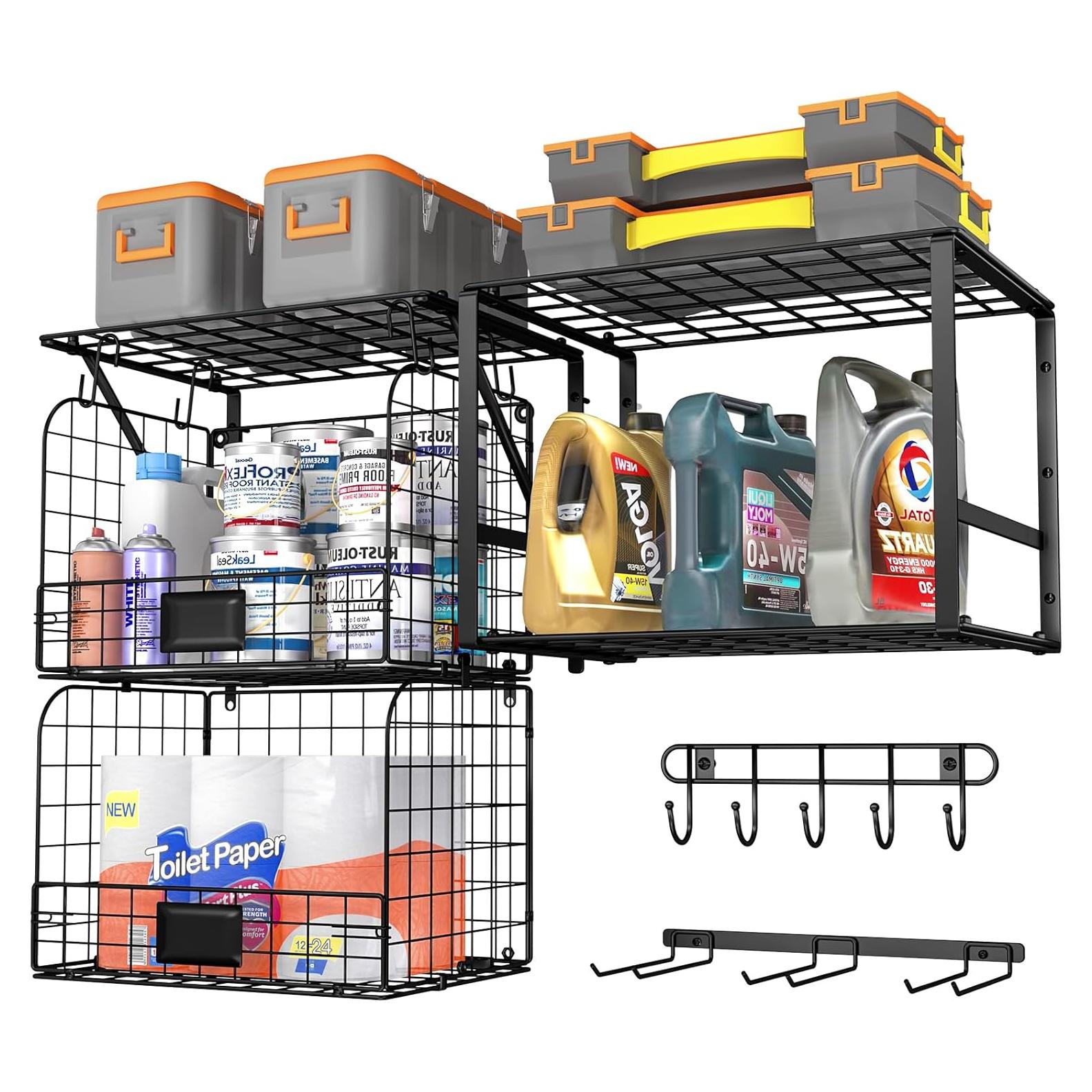 Estante de Alambre Montado en Pared ThreeHio para Garaje 40x30cm