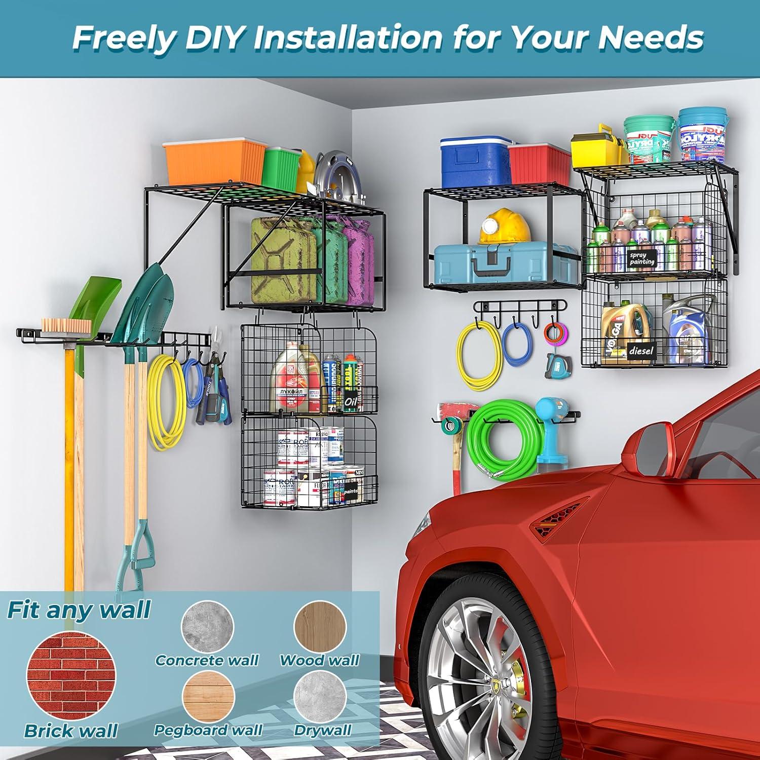 Estante de Alambre Montado en Pared ThreeHio para Garaje 40x30cm