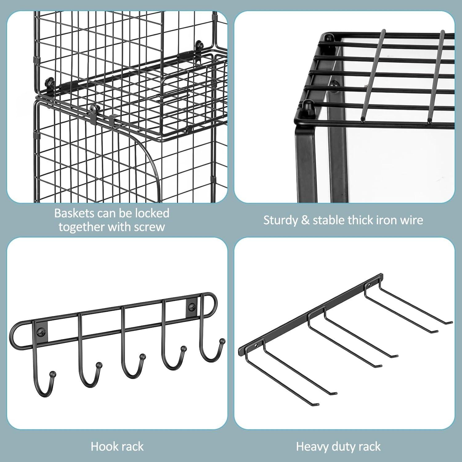Estante de Alambre Montado en Pared ThreeHio para Garaje 40x30cm