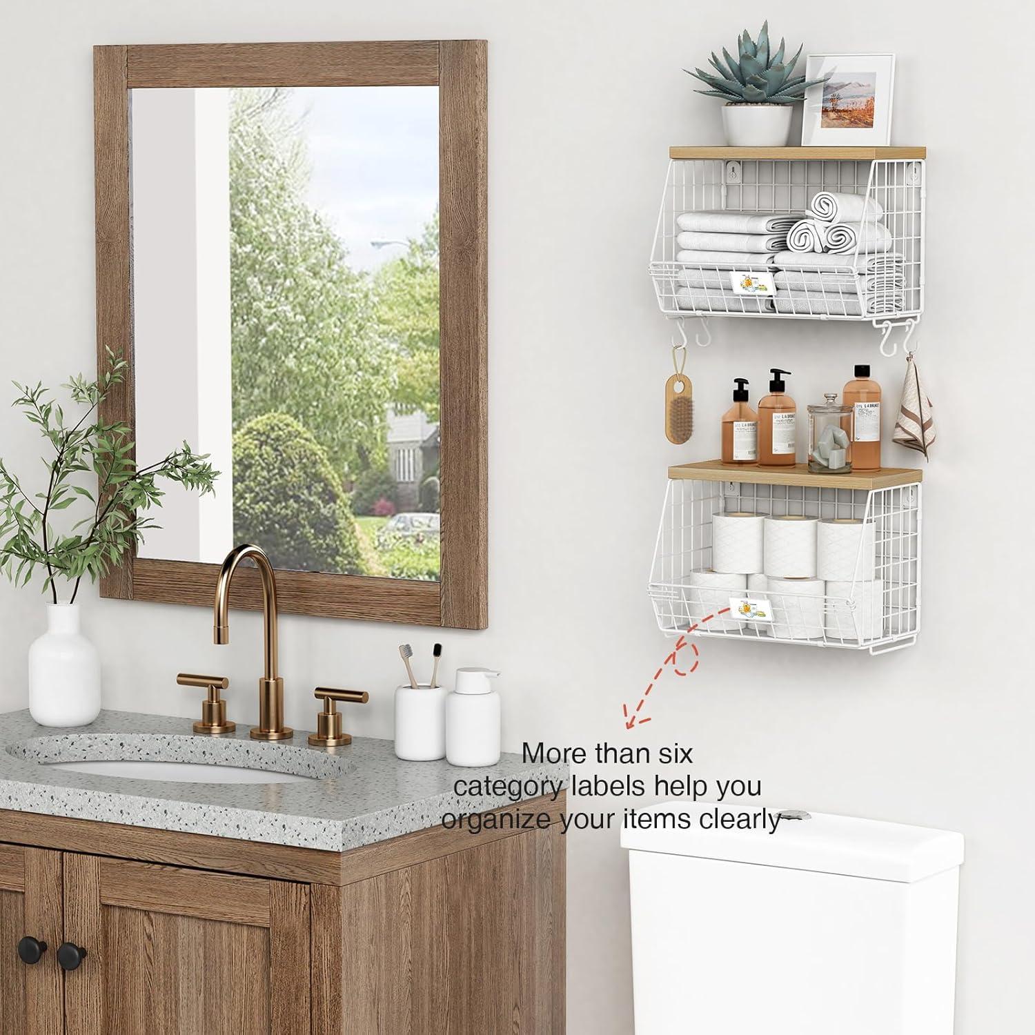 Cesta de Alambre Blanca Goozii con Tapa - Juego de 2, 30x19.5x23 cm