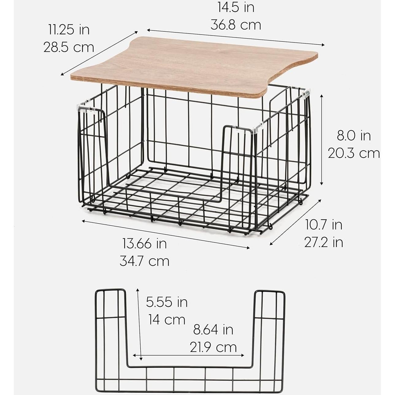 Cesta de Alambre IRIS USA con Tapa - Paquete de 2, 27.2x34.7x20.3 cm