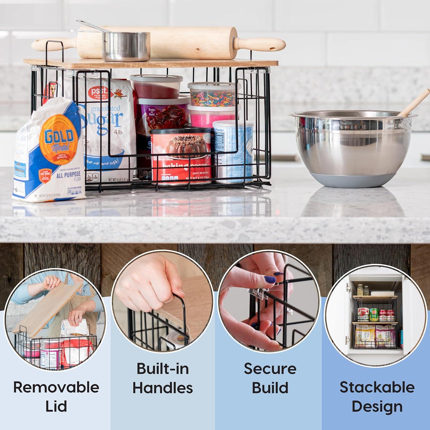 Cesta de Alambre IRIS USA con Tapa - Paquete de 2, 27.2x34.7x20.3 cm