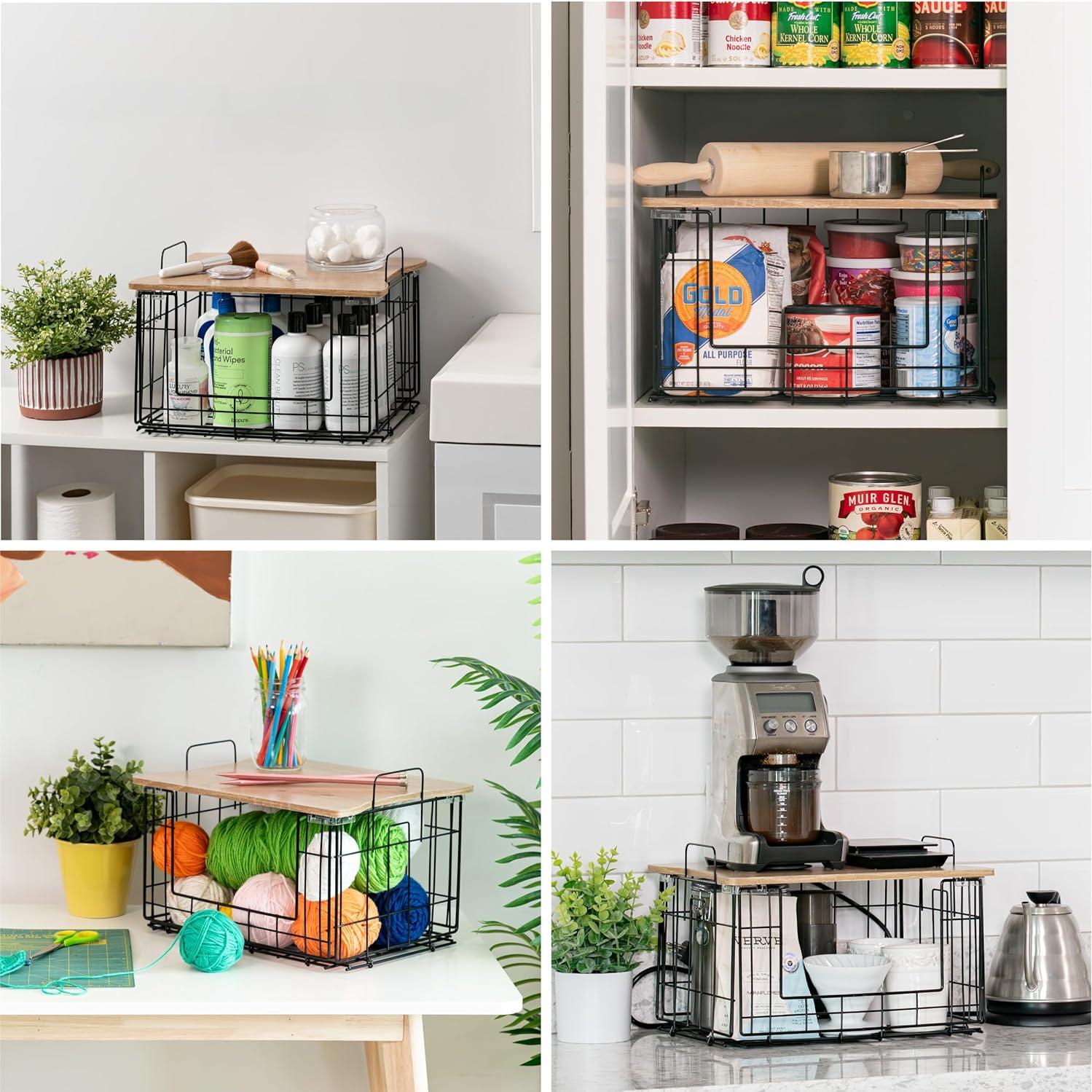 Cesta de Alambre IRIS USA con Tapa - Paquete de 2, 27.2x34.7x20.3 cm