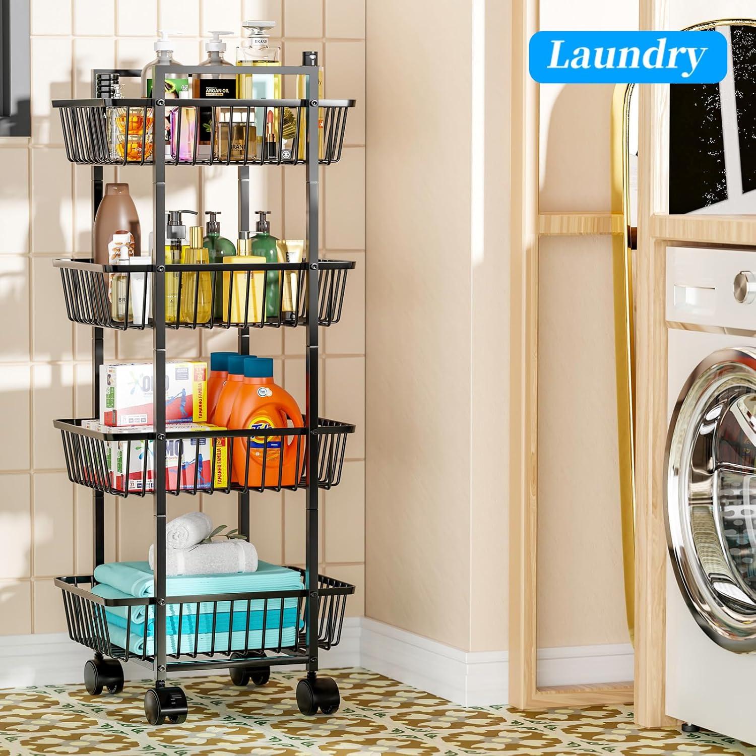 Carro Organizador de Cocina Simple Trending 4 Niveles Negro