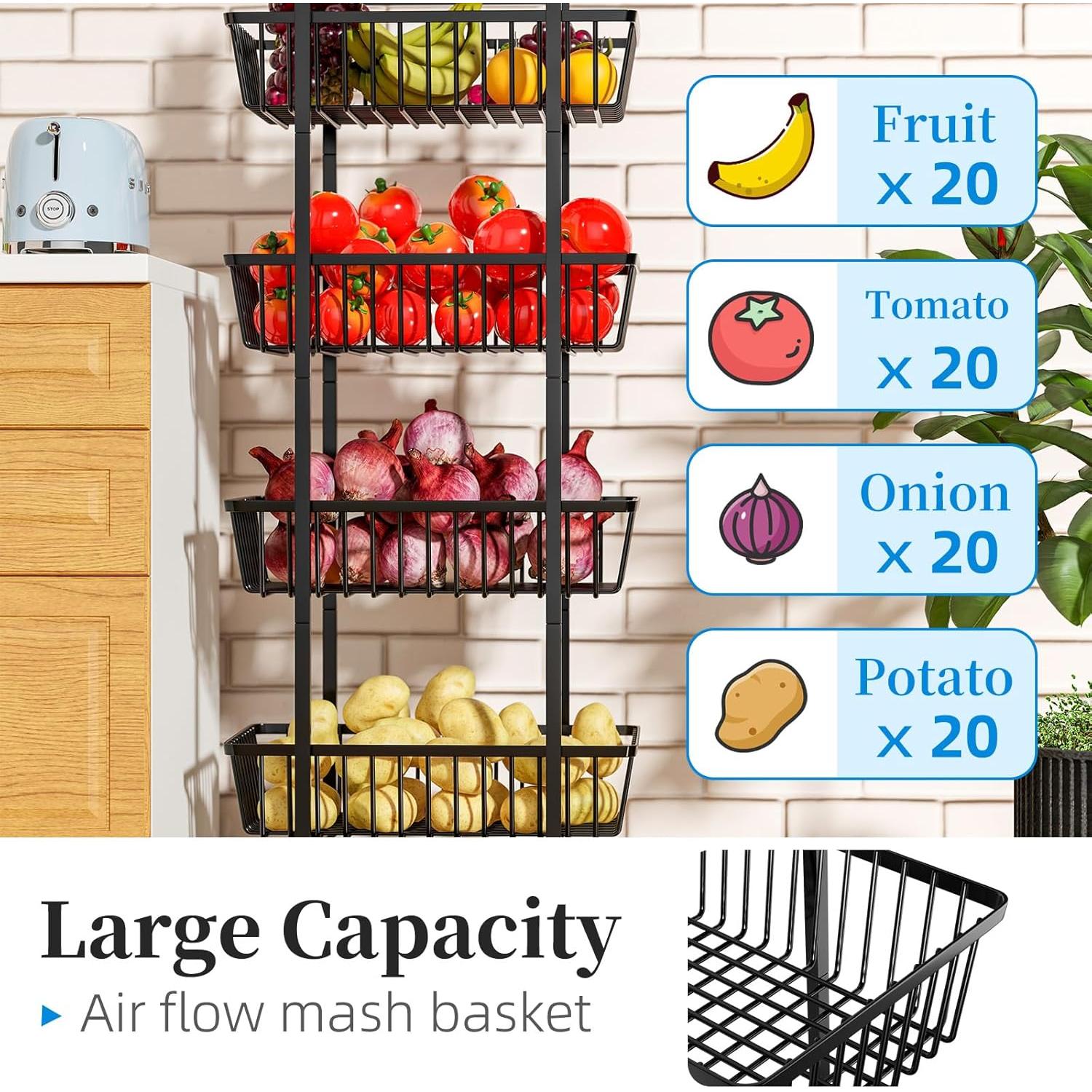 Carro Organizador de Cocina Simple Trending 4 Niveles Negro