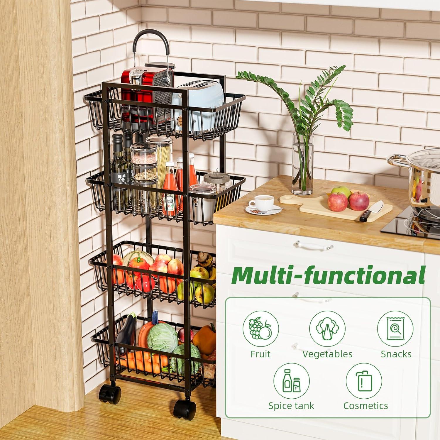 Carro Organizador de Cocina Simple Trending 4 Niveles Negro