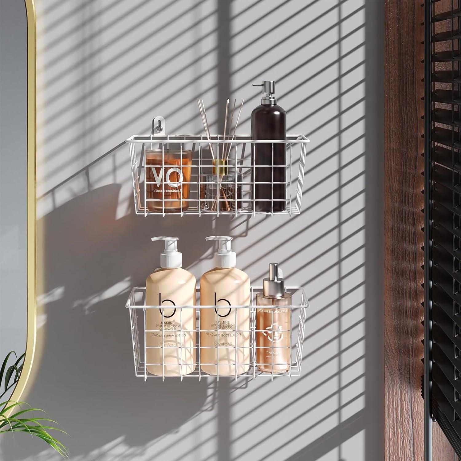 Cestas de Almacenamiento Colgantes MaraFansie 2 Pack Blanco